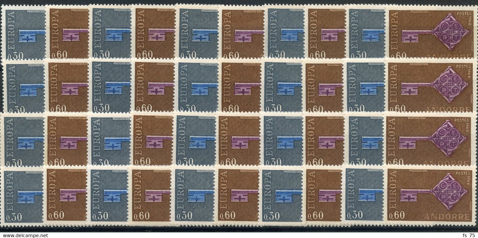 ANDORRE N°188 /189 - "EUROPA 1968" - 20 SERIES - Unused Stamps