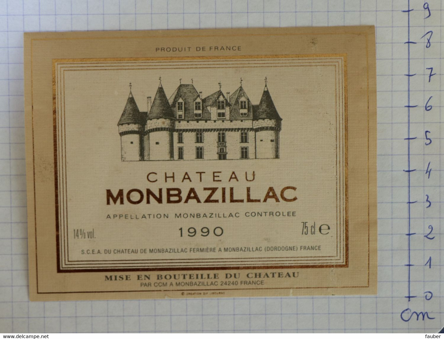 Monbazillac  1990  Mise En Bouteille Au Château Par CCM - Monbazillac