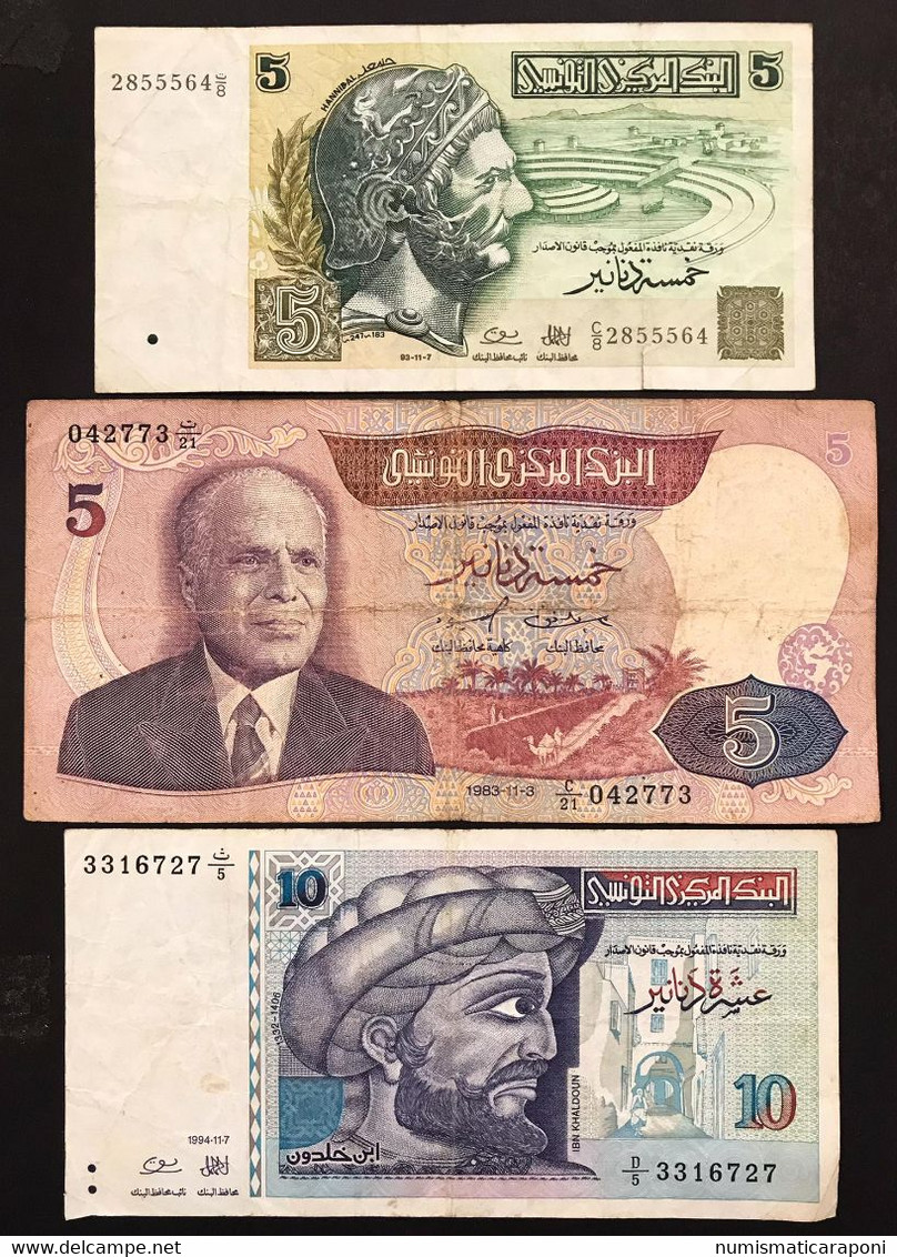 Tunisia Tunisie 3 Banconote 3 Notes Lotto.4045 - Tunisie