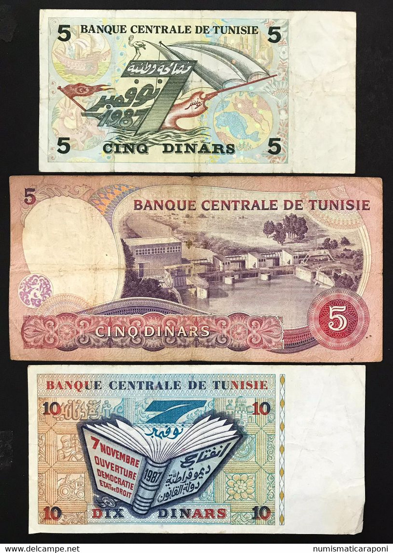 Tunisia Tunisie 3 Banconote 3 Notes Lotto.4045 - Tunisie