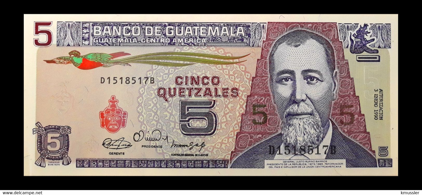 # # # Banknote Aus Guatemala 5 Quetzales 1990 UNC # # # - Guatemala