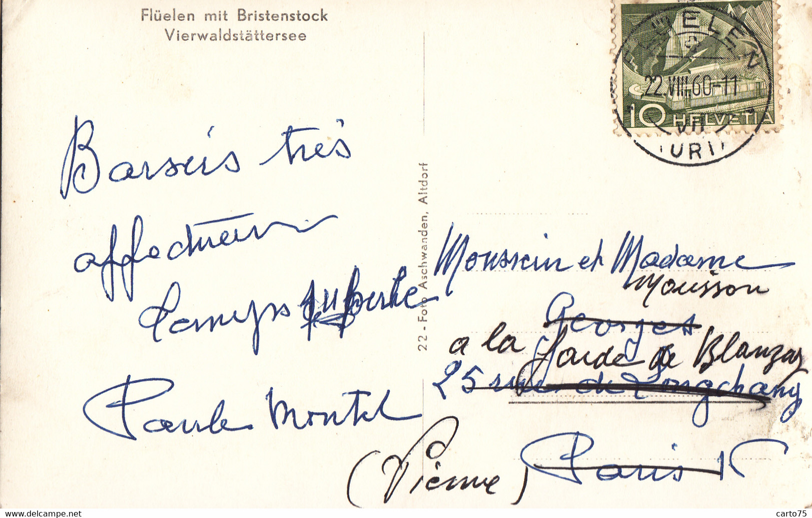 Suisse - Flüelen Mit Bristenstock - Postmarked 1960 - Flüelen