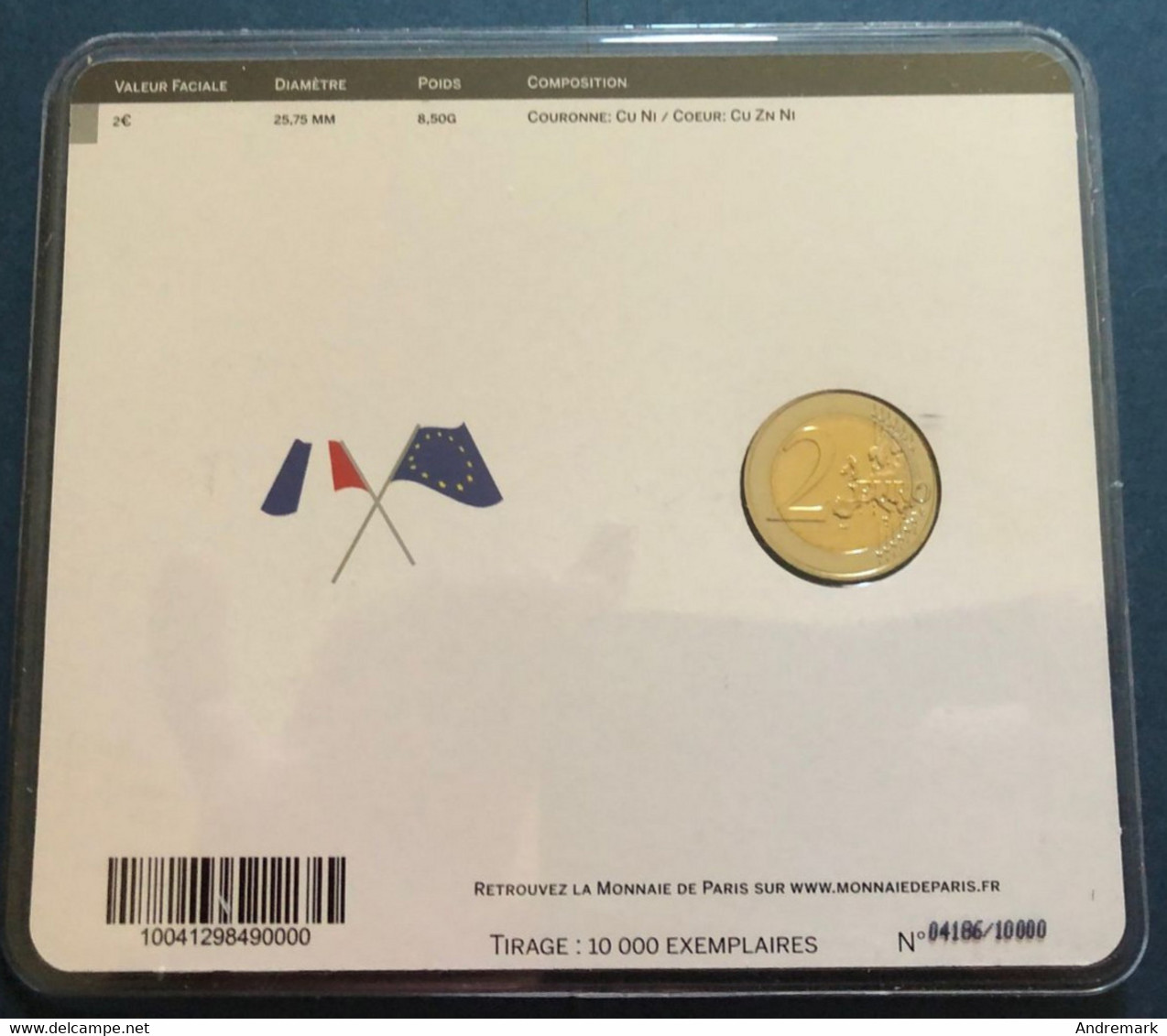 France 2 Euros 2015 Coincard Drapeau Européen - Frankrijk