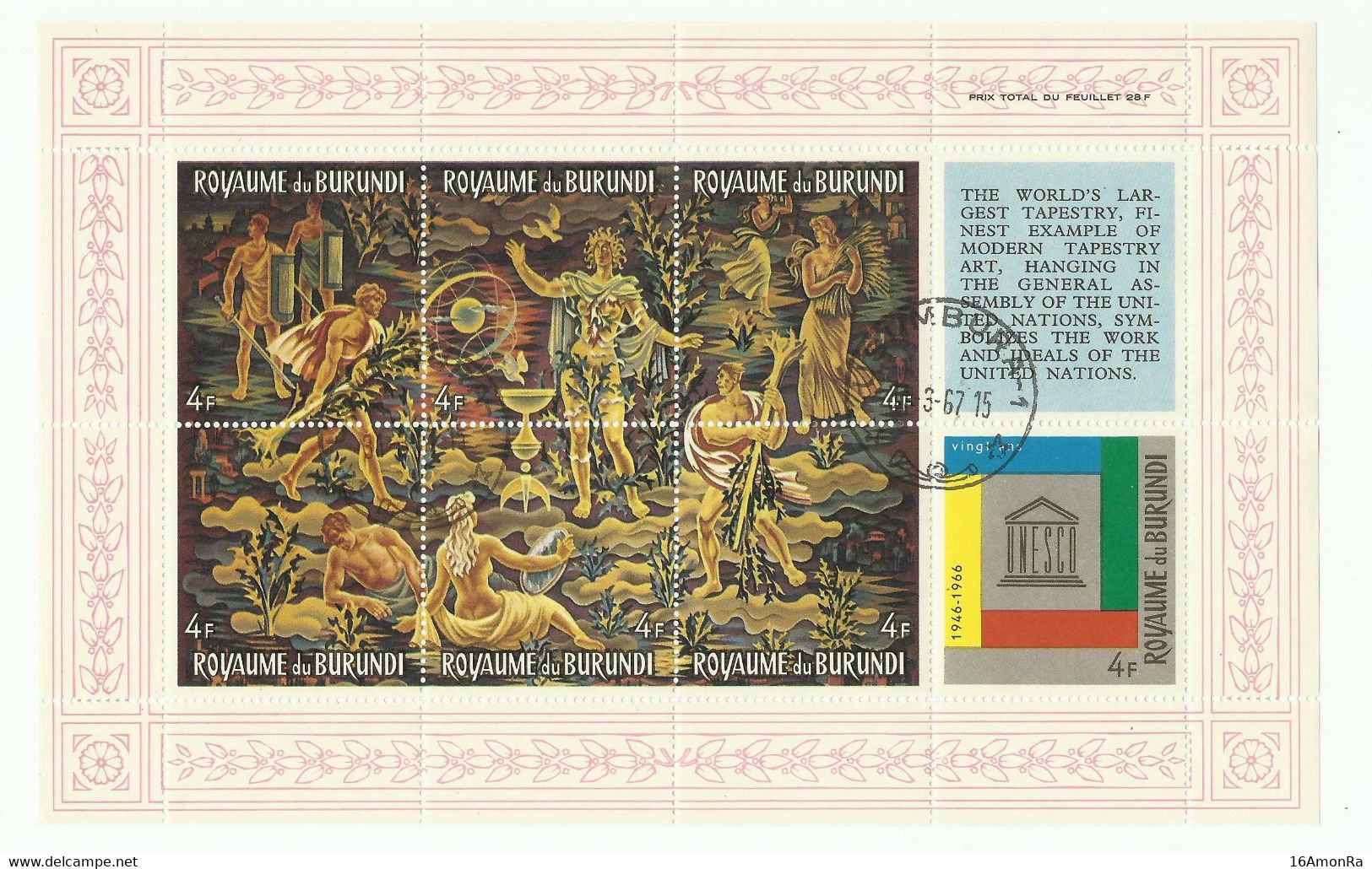 Lot De 3 BF Obl. Sc USUMBURA 31-3-1967. TB   -  19585 - Used Stamps