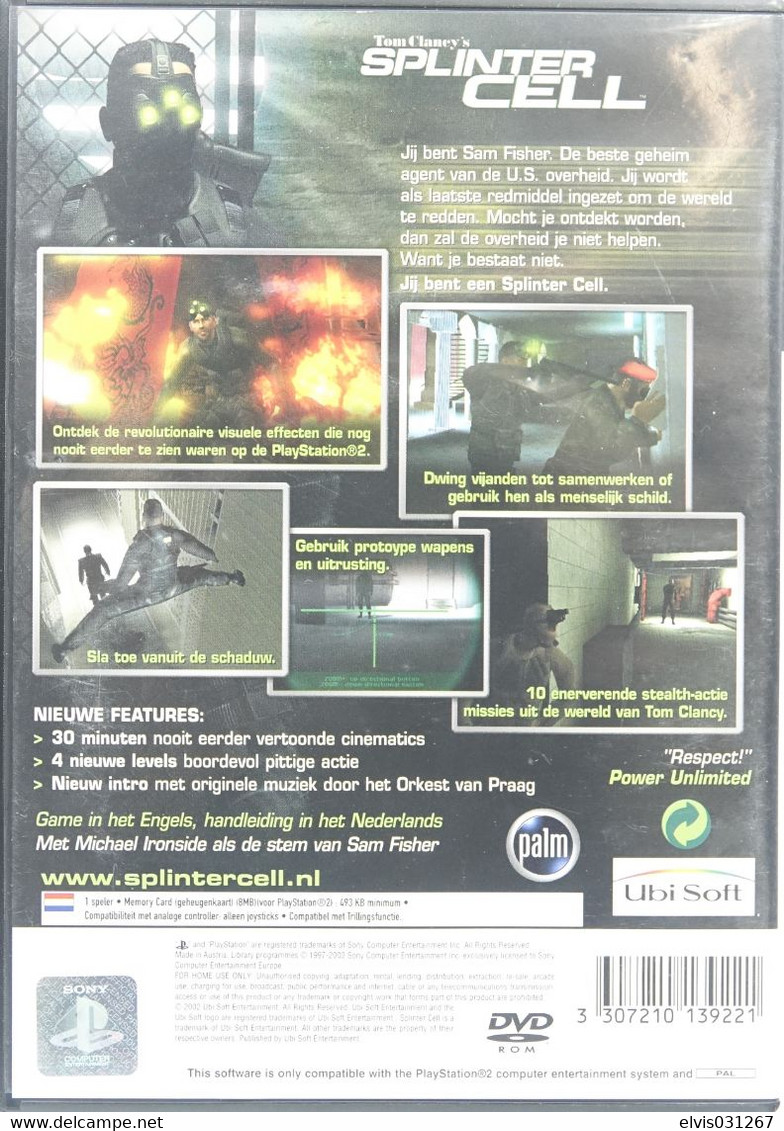 SONY PLAYSTATION TWO 2 PS2 : TOM CLANCY'S SPLINTER CELL - UBISOFT - Playstation 2