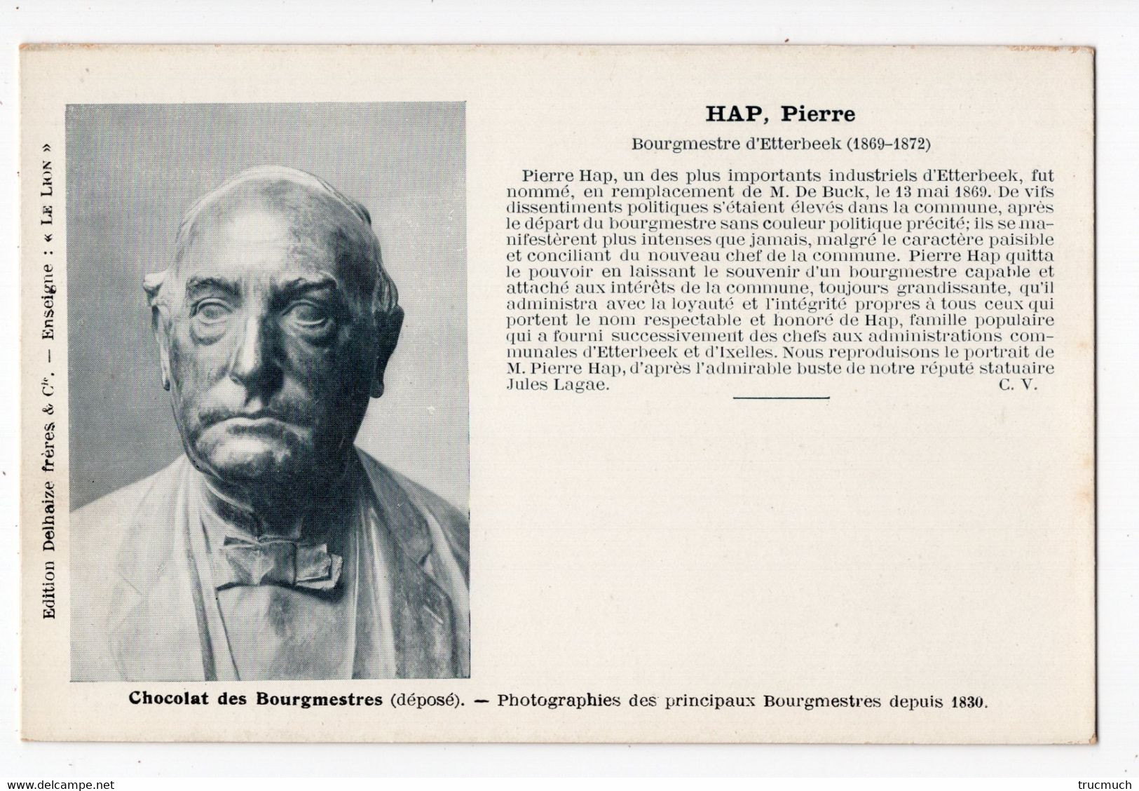 6 - HAP Pierre, Bourgmestre D'ETTERBEEK (1869 - 1872) - Etterbeek