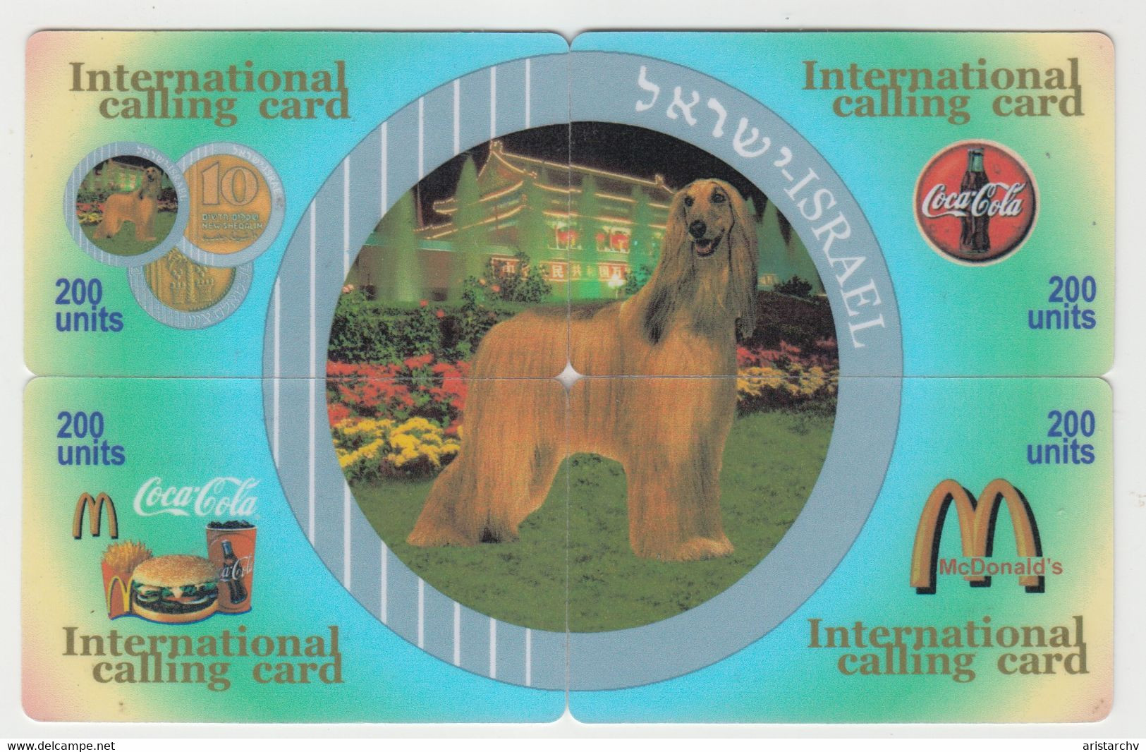 CHINA DOG AFGHAN HOUND PUZZLE OF 4 PHONE CARDS - Chiens