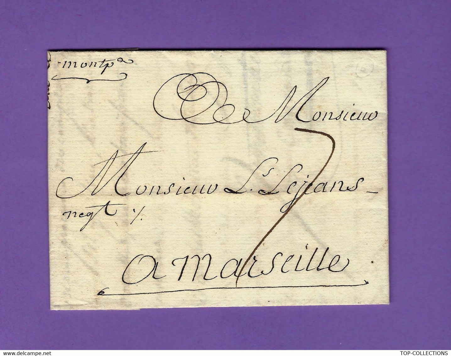 1770 LETTRE COMMERCE NEGOCE NAVIGATION  BOIS DOUELLES TONNEAUX Par  Combe Bardon Montpellier =>Lejeans Frères Marseille - ... - 1799