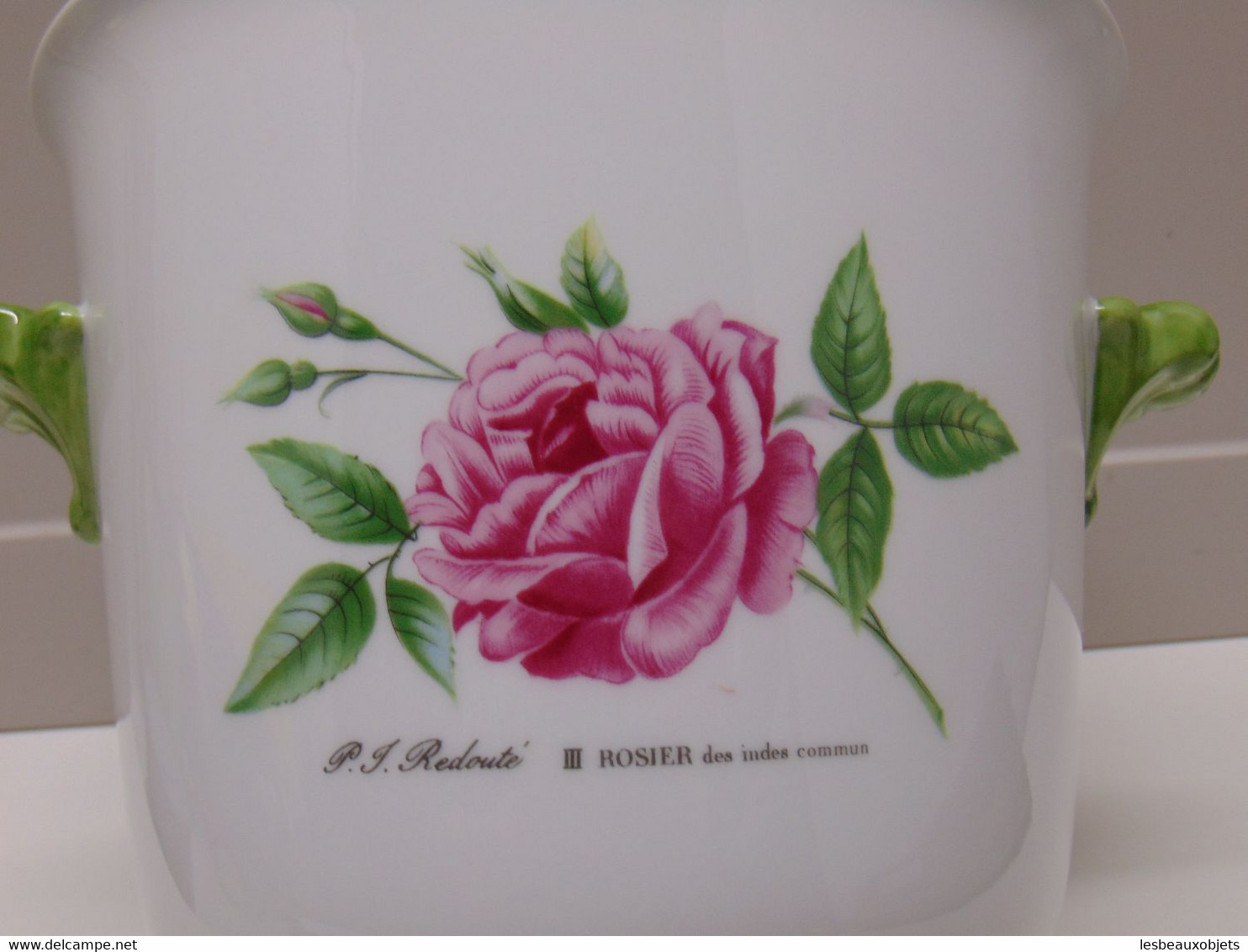 *POT RAFRAICHISSOIR CACHE POT PORCELAINE ALLEMANDE Fleurs ROSIERS Redouté   E - Other & Unclassified