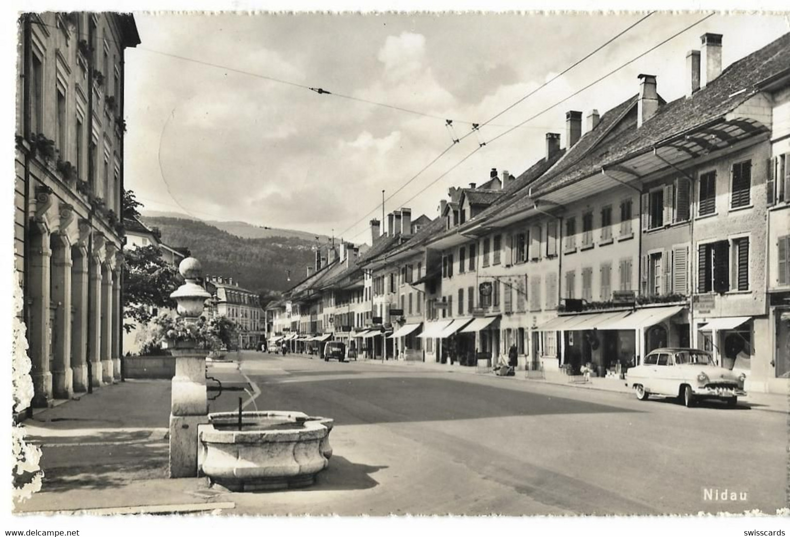 NIDAU: Ladenstrasse Mit Oldtimern 1958 - Nidau