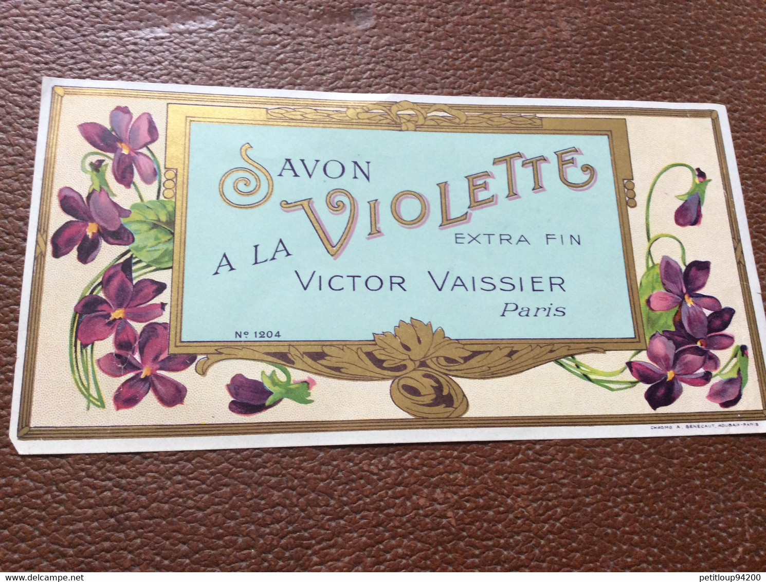 ETIQUETTE DE PARFUM  SAVON  À La Violette  VICTOR VAISSIER   Paris - Etichette