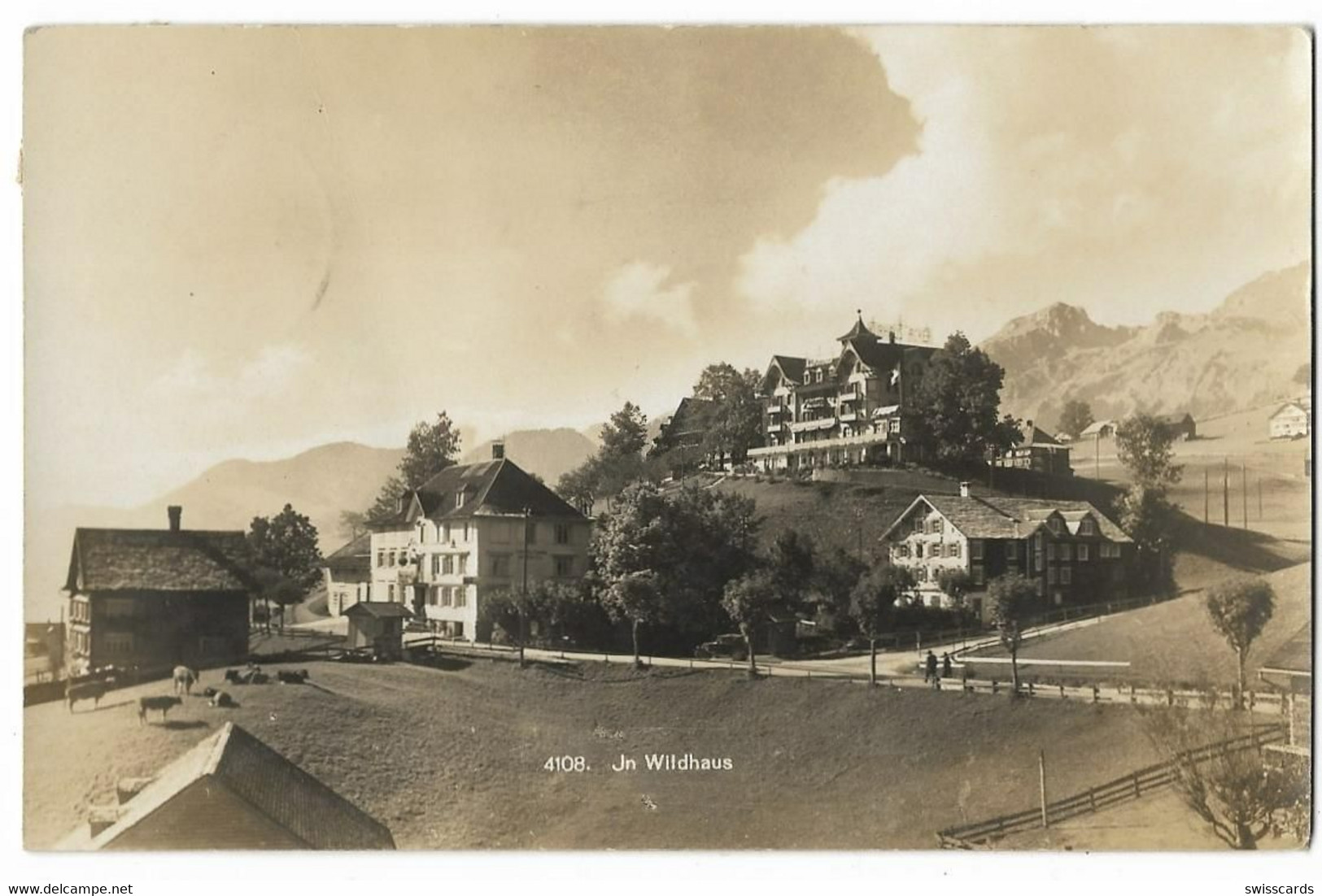 WILDHAUS Teilansicht, "Max Burkhardt"- Echt-Foto-AK 1929 - Wil