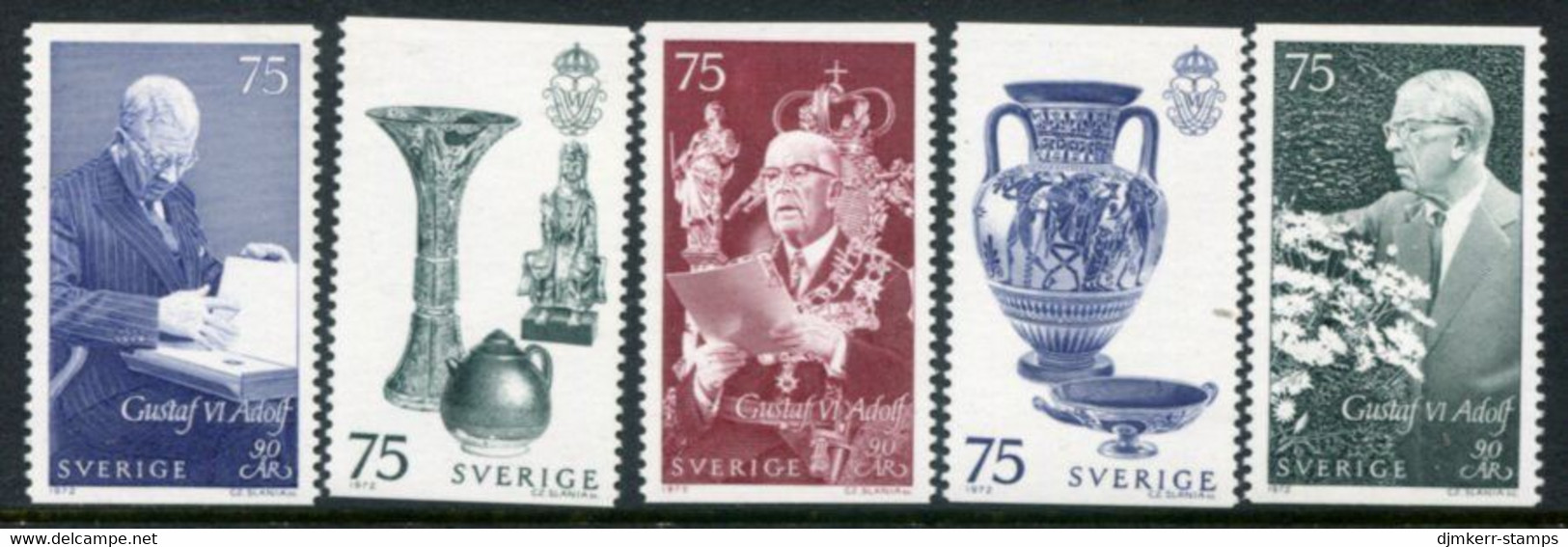SWEDEN 1972 King's 90th Birthday MNH / **.  Michel 781-85 - Unused Stamps