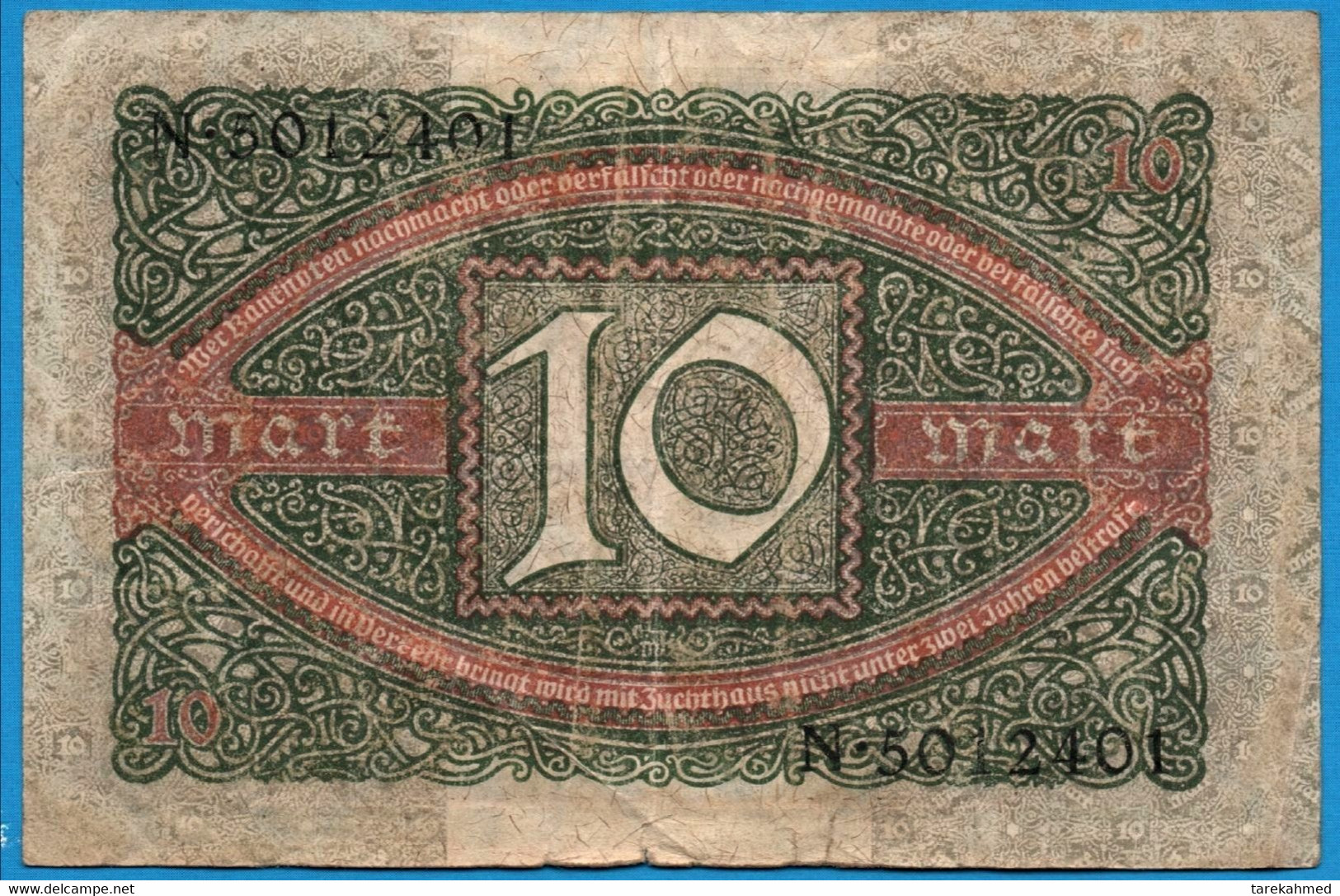 DEUTSCHES REICH , 10 MARK , 06.02.1920 LETTER D , P# 67a - 10 Mark