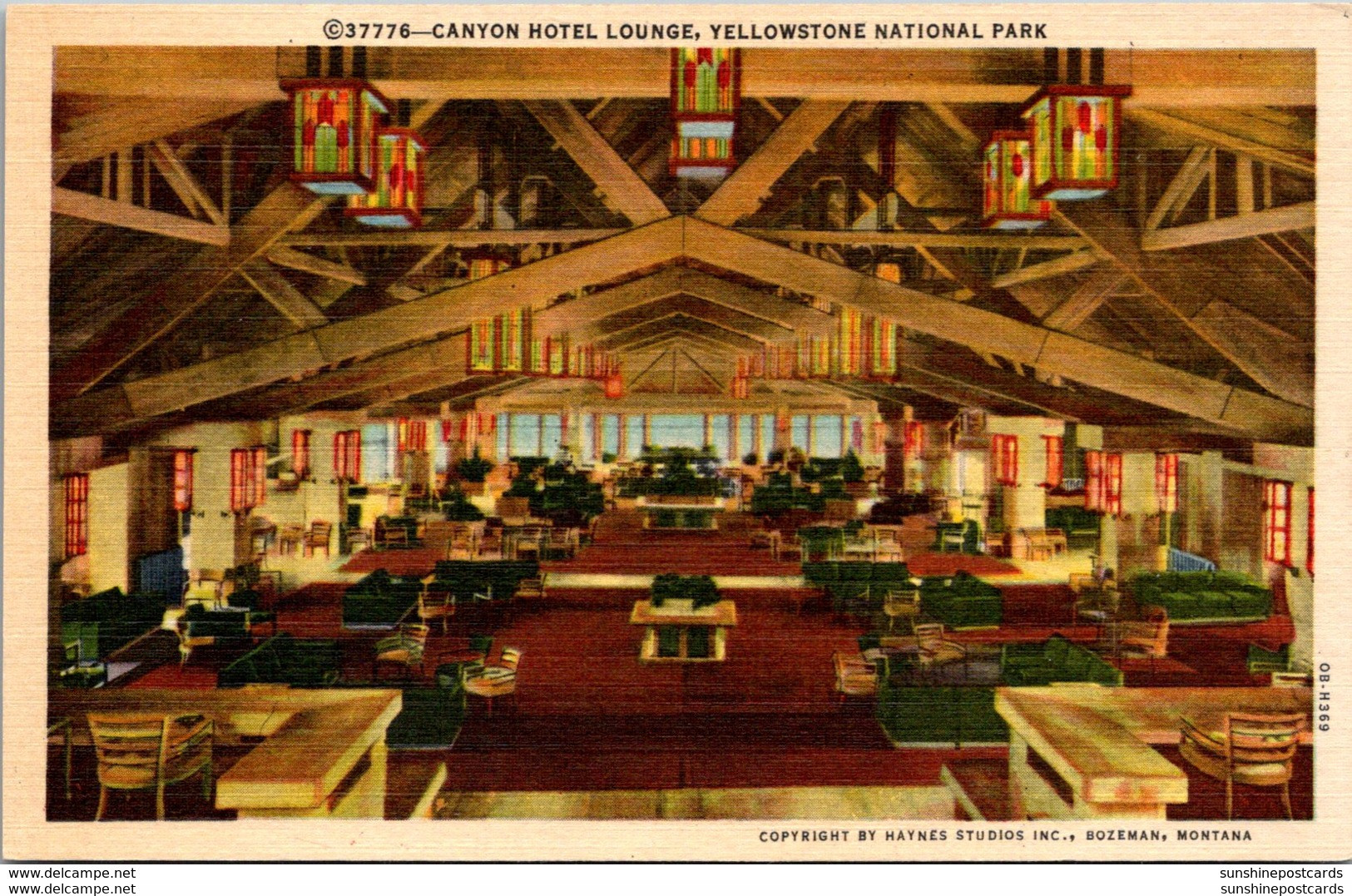 Yellowstone National Park Canyon Hotel Lounge Curteich - USA National Parks