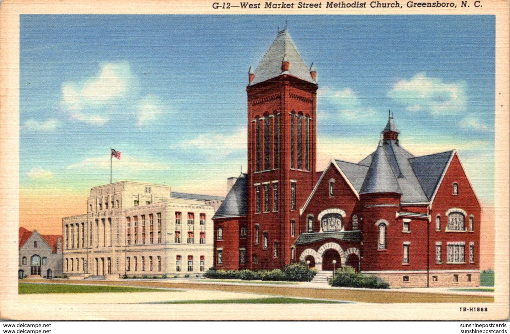 North Carolina Greensboro West Market Street Methodist Church 1943 Curteich - Greensboro