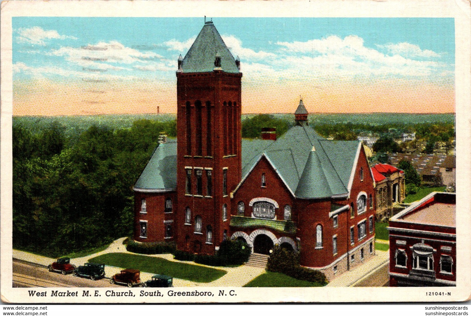 North Carolina Greensboro West Market Street Methodist Church 196 Curteich - Greensboro