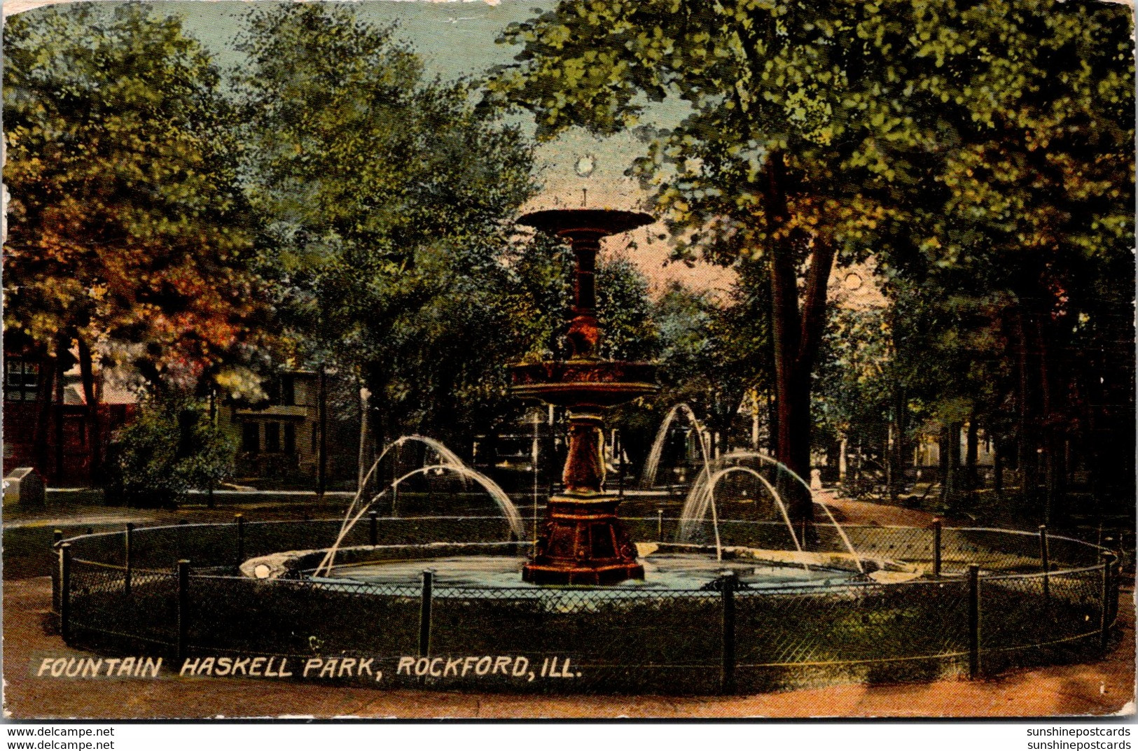 Illinois Rockford Haskell Park Fountain 1915 - Rockford