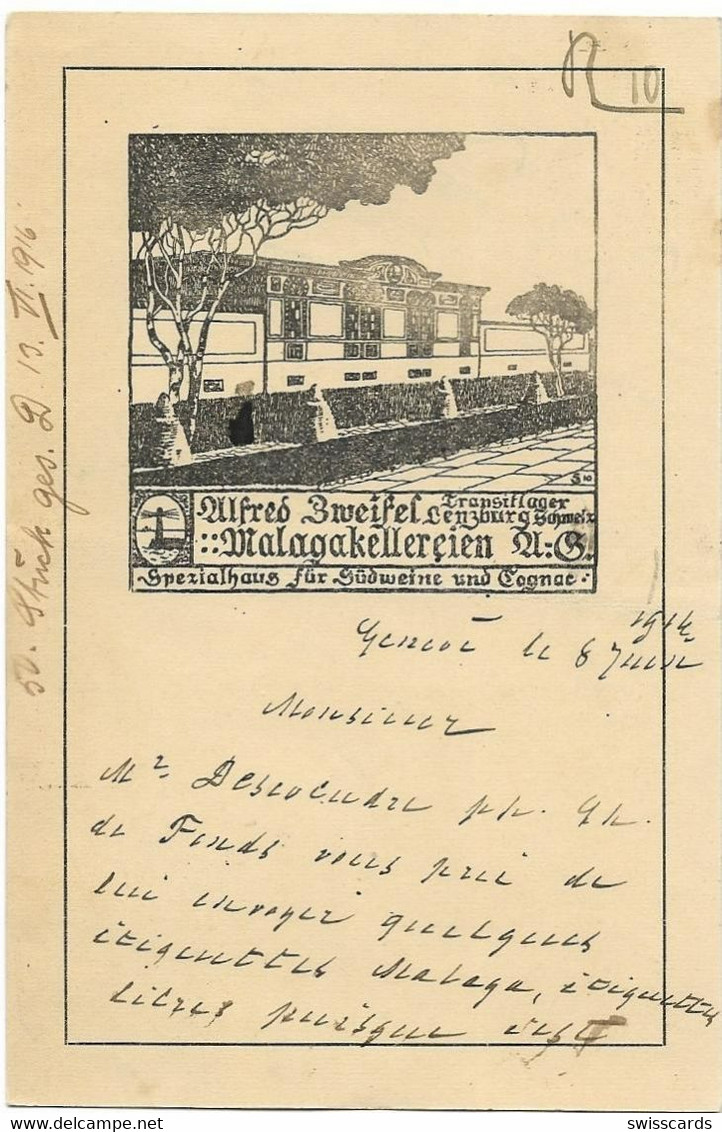 LENZBURG: Malagakellereien Alfred Zweifel 1916 - Lenzburg