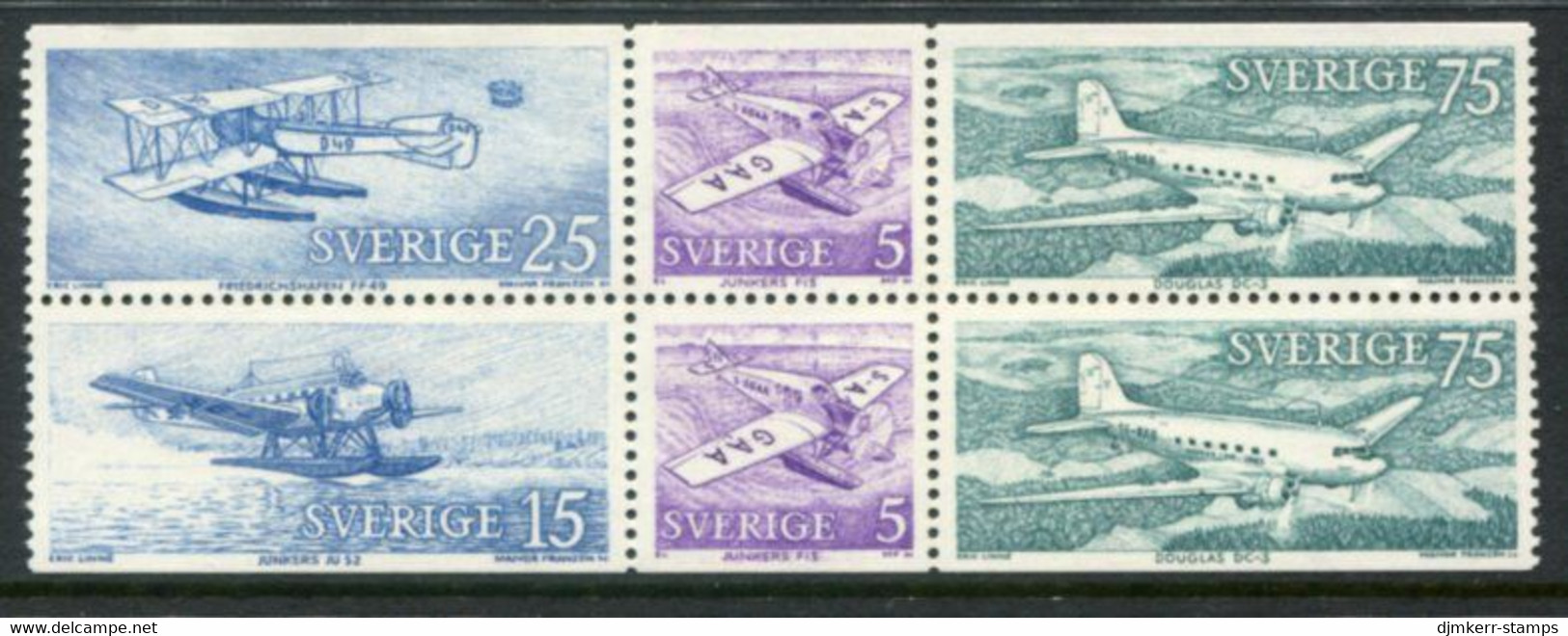 SWEDEN 1972 Mail Planes MNH / **.  Michel 761-64 - Unused Stamps