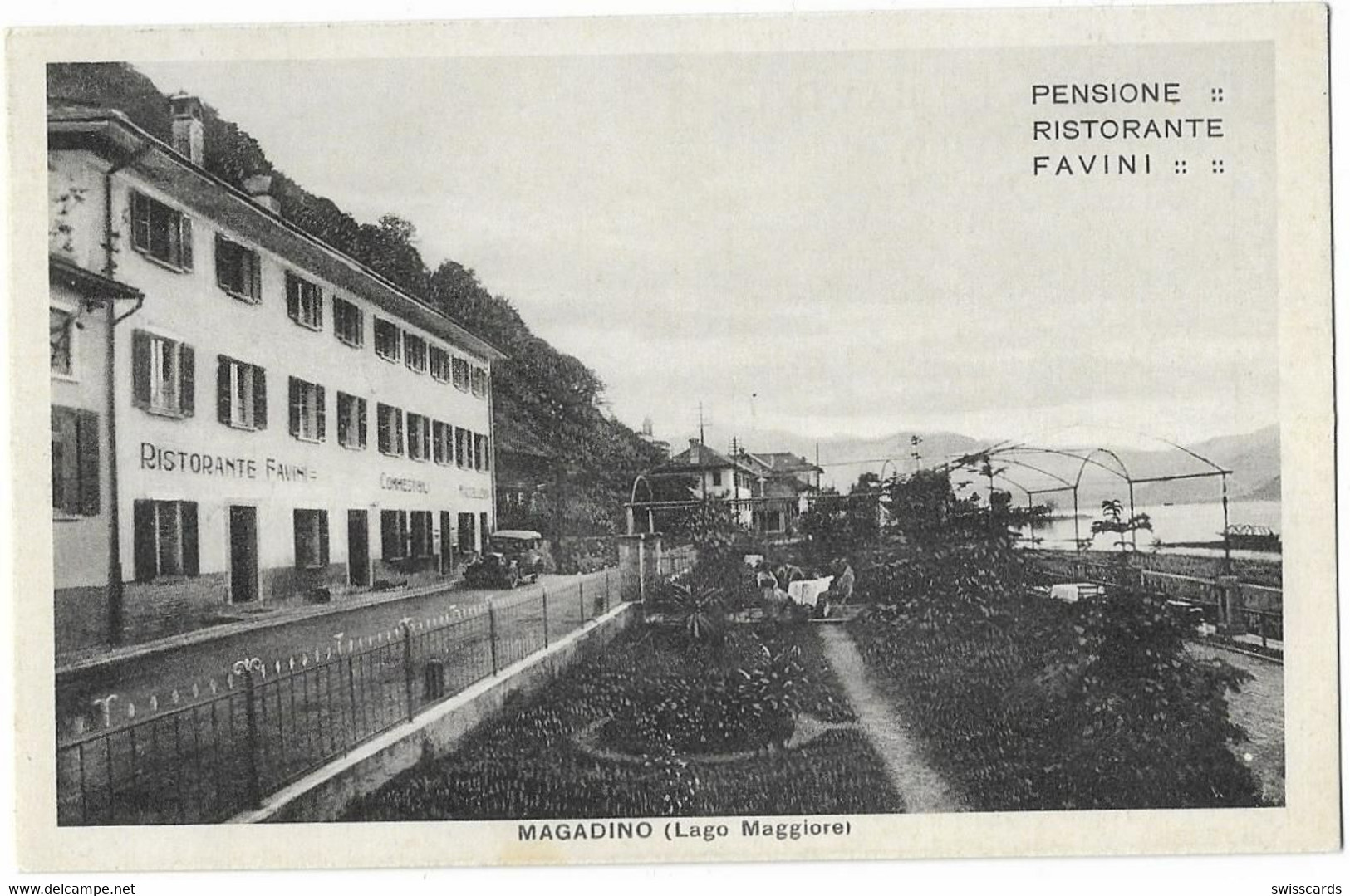 MAGADINO: Pensione Ristorante Favini, Oldtimer ~1920 - Magadino