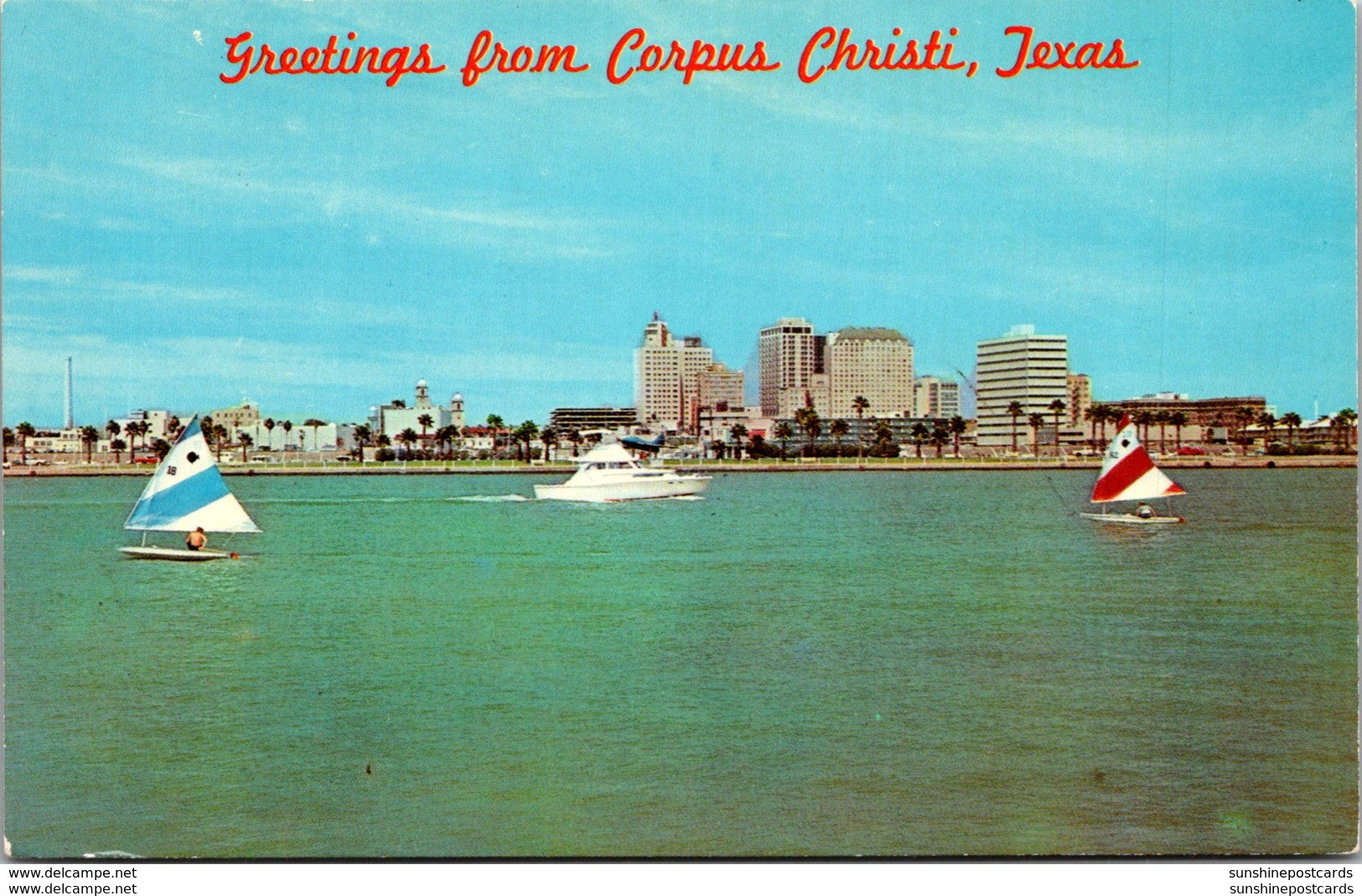 Texas Corpus Christi Greeetings Showing Sailboats On Corpus Christi Bay - Corpus Christi