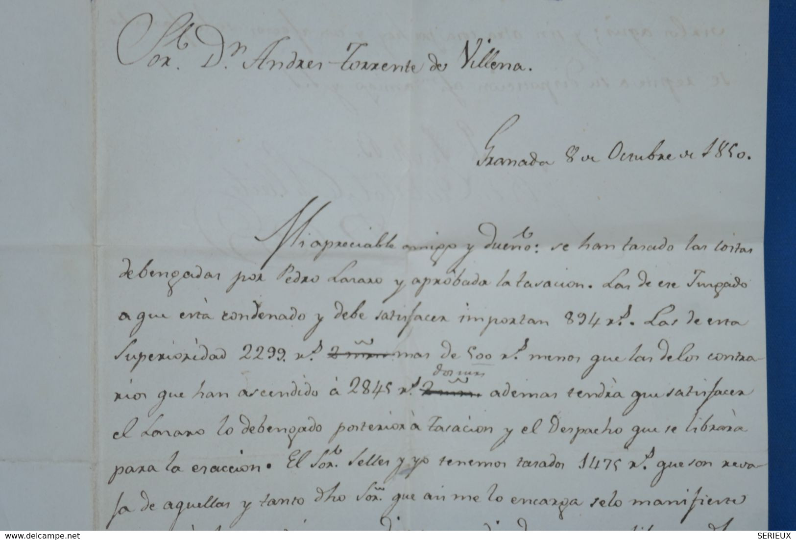 AX7 ESPANA BELLE LETTRE 1850 ANDALUCIA BAJA  GRANADA POUR  VELEZ BLANCO +C ROUGE ++ AFFRANCH. PLAISANT - ...-1850 Vorphilatelie