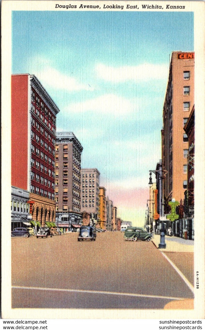 Kansas Wichita Douglas Avenue Looking East 1945 Curteich - Wichita