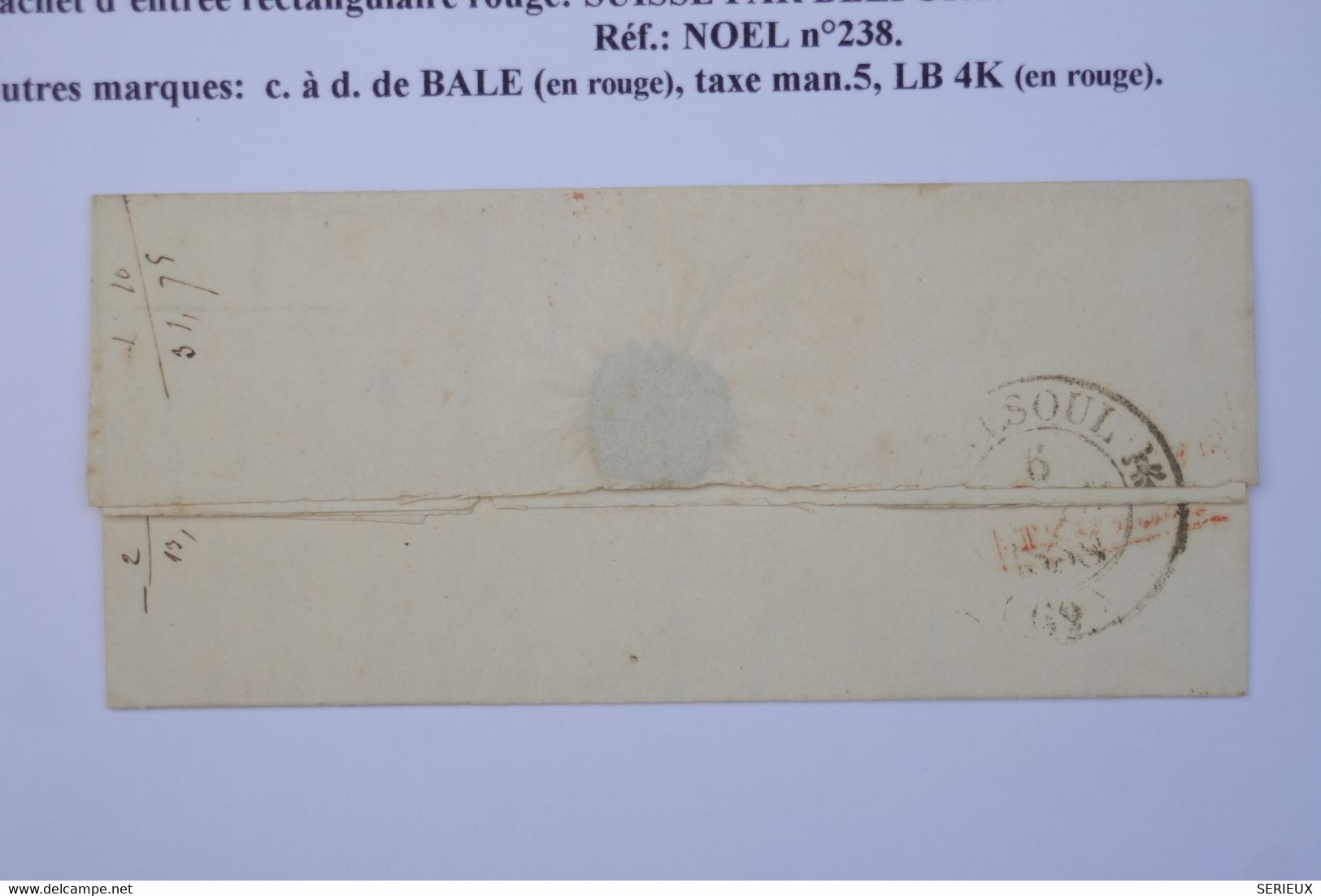 AX7 SUISSE   BELLE LETTRE 1838 BASEL   A  VESOUL  FRANCE  +++C  ROUGES ++++ AFFRANCH. INTERESSANT - ...-1845 Préphilatélie
