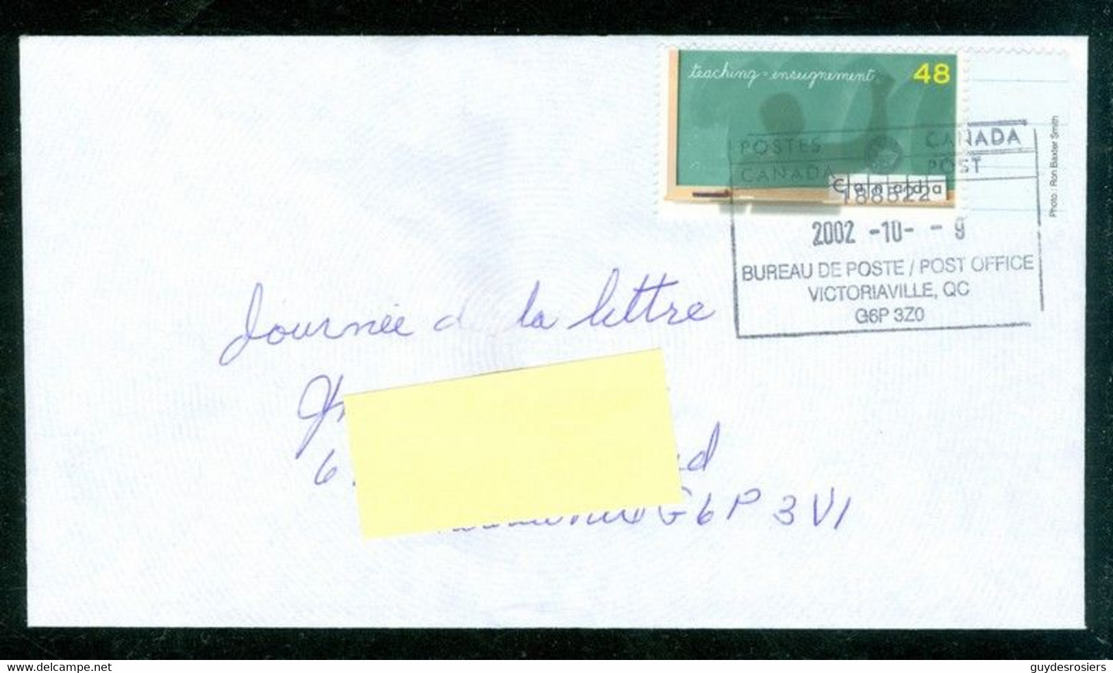 Victoriaville QC; Journée De La Lettre; Timbre Scott # 1961 Stamp; Enveloppe Souvenir (9972) - Lettres & Documents