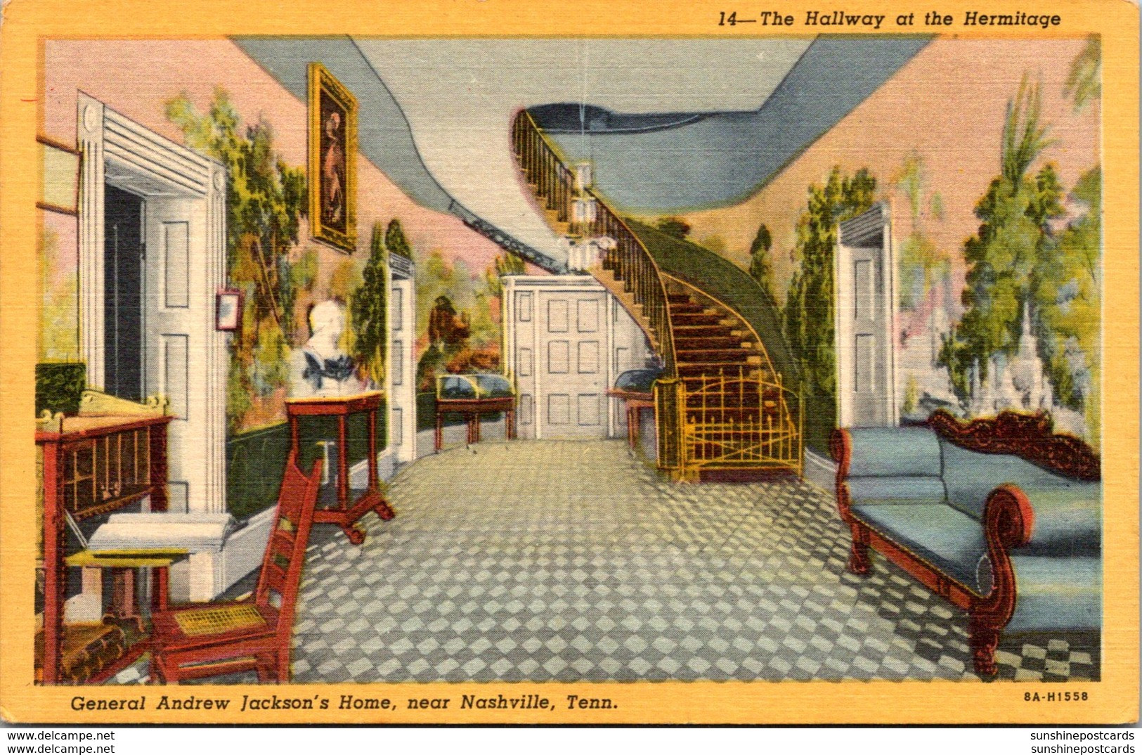 Tennessee Nashville The Hermitage Hallway General Andrew Jackson's Home Curteich - Nashville