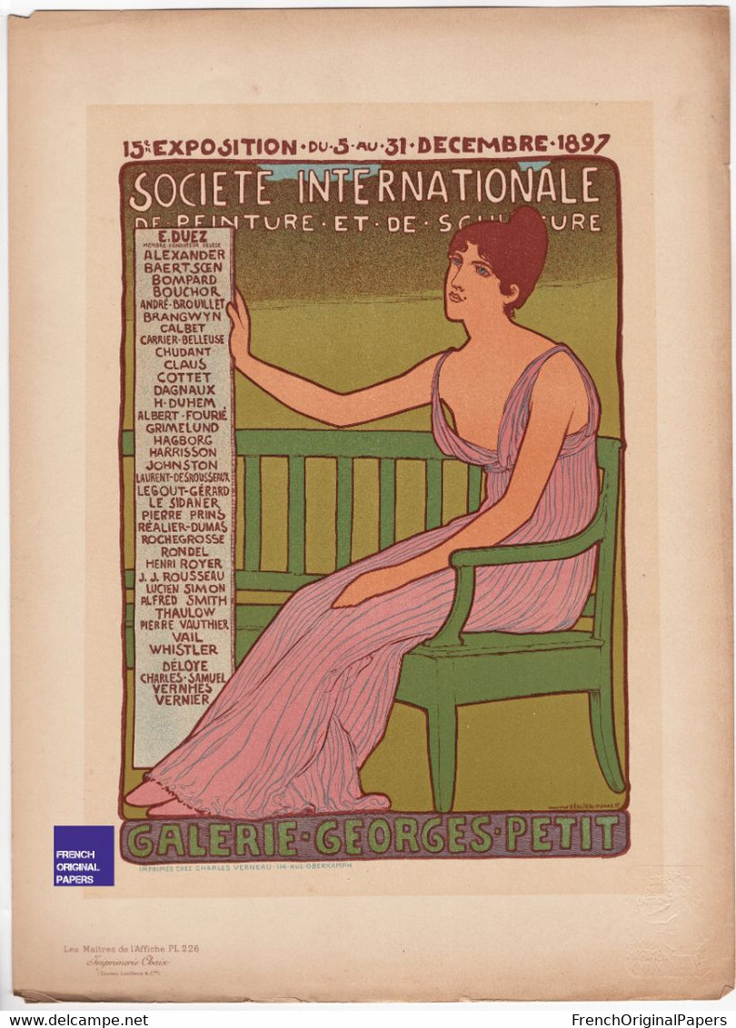 Exposition De Peinture Et Sculpture - Lithographie Les Maîtres De L'Affiche 1898 Chaix - Réalier Dumas Art Nouveau E3-4 - Affiches