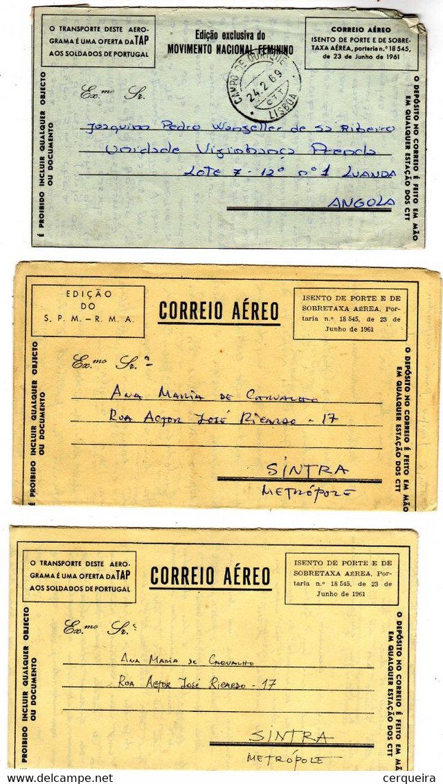 3 AEROGRAMAS DIFERENTES - Storia Postale