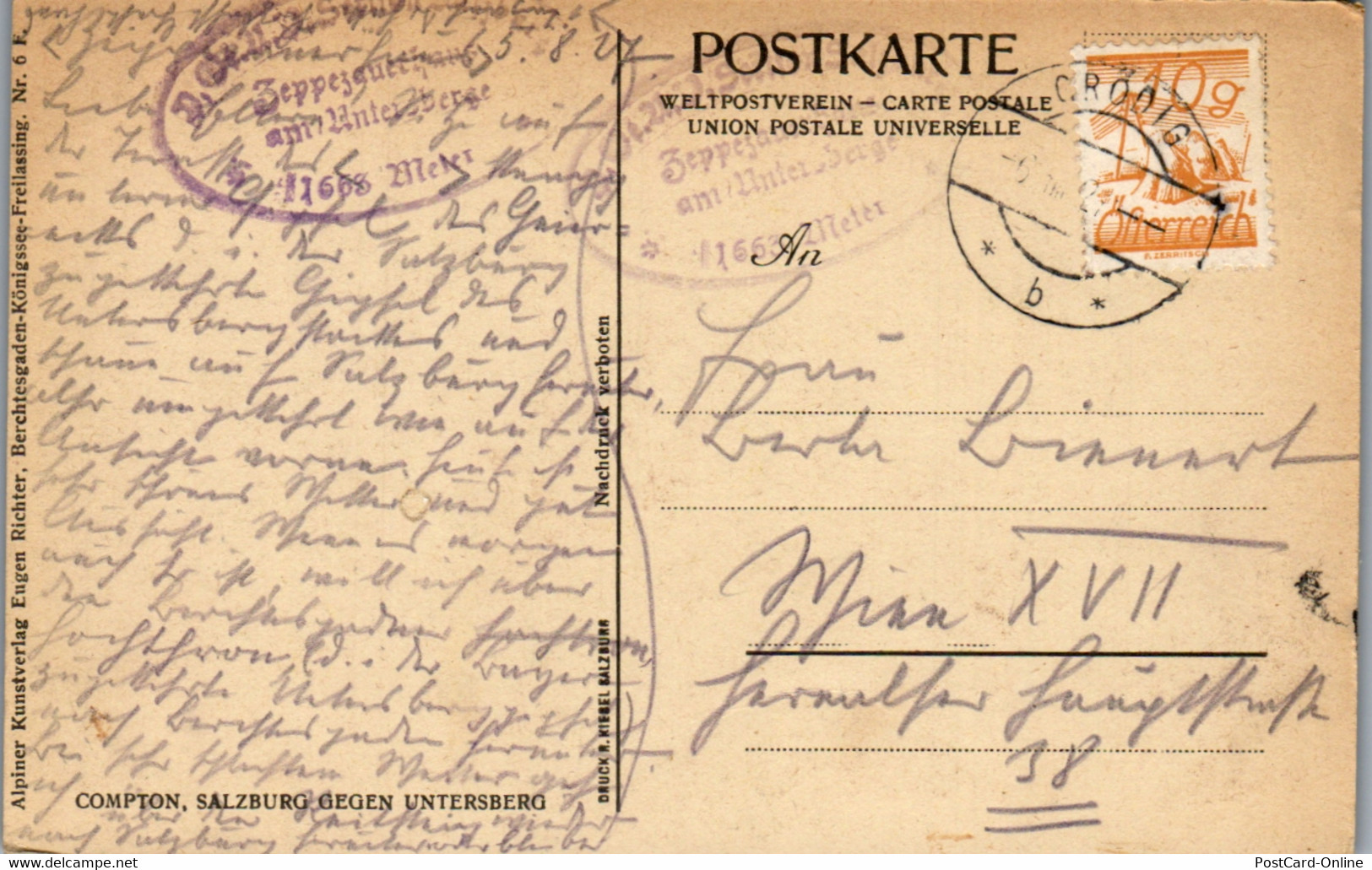 34801 - Künstlerkarte - Salzburg Gegen Untersberg , Compton - Gelaufen 1927 - Compton, E.T.