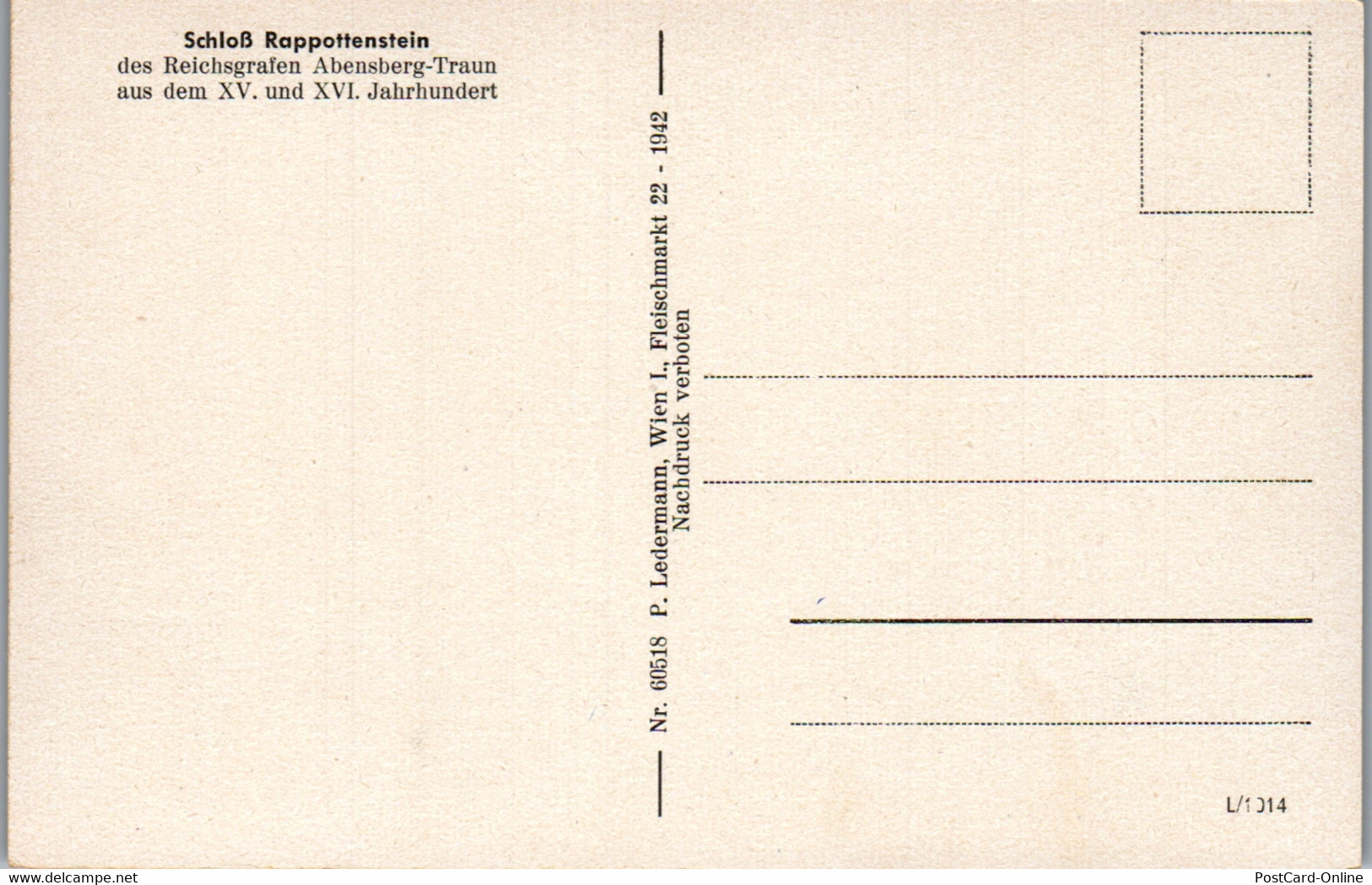 34992 - Niederösterreich - Schloß Rappottenstein - Nicht Gelaufen 1942 - Zwettl