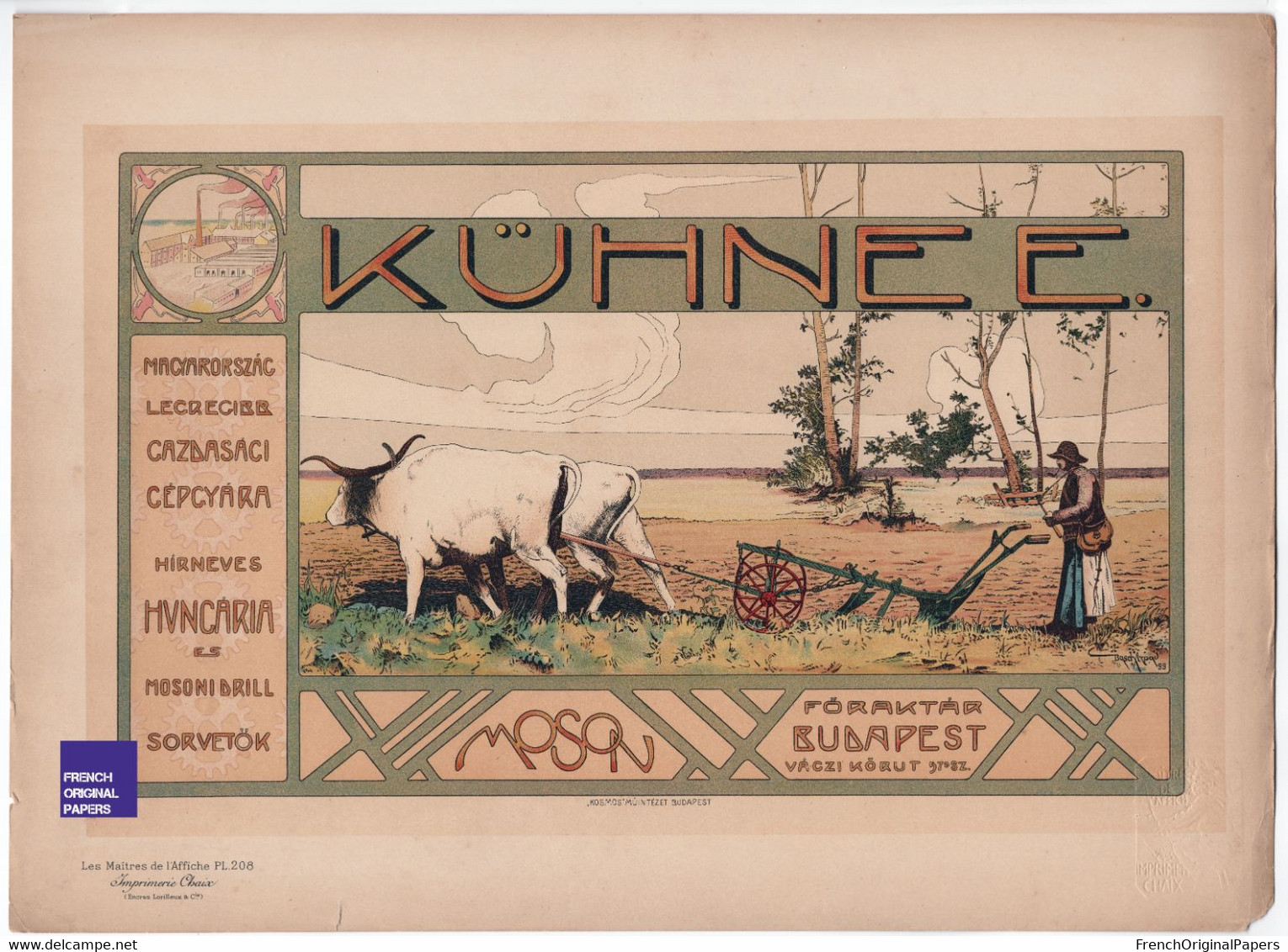 Kühnee / Moson Budapest - Lithographie Les Maîtres De L'Affiche 1900 Chaix - Arpad Basch - Art Nouveau Jugendstil E3-6 - Affiches