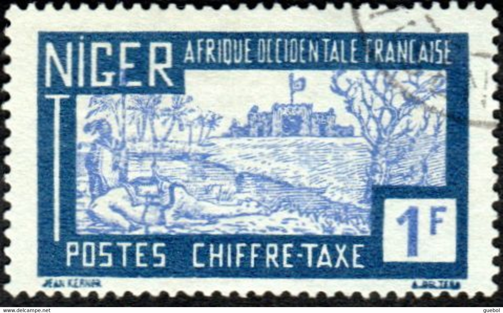 Niger Obl. N° Taxe 19 - Chameau Baraqué 1f Bleu Et Outremer - Used Stamps