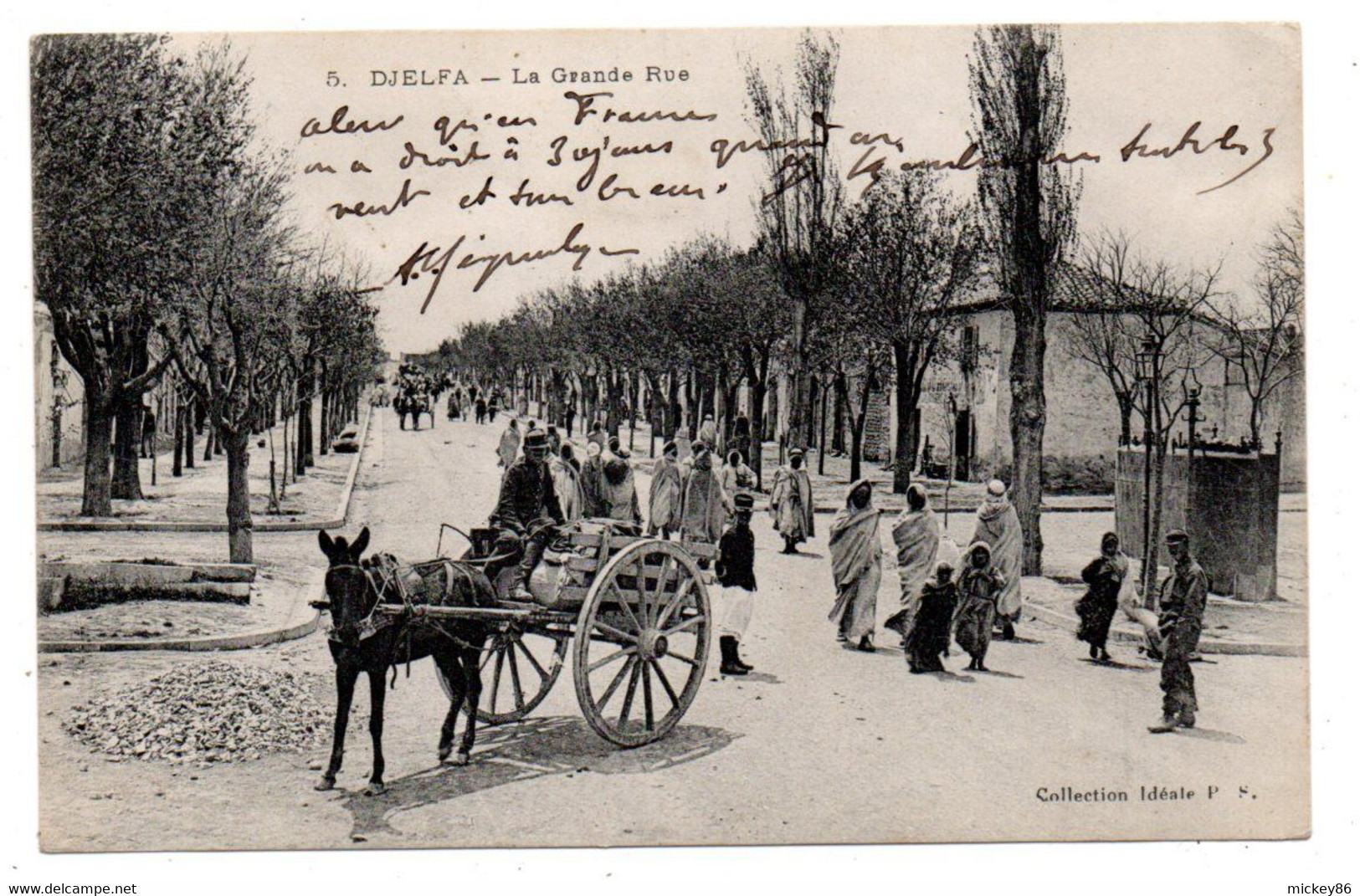 Algérie -- DJELFA --1908-- La Grande Rue  ( Belle Animation , Attelage )...... Cachet......à Saisir - Djelfa