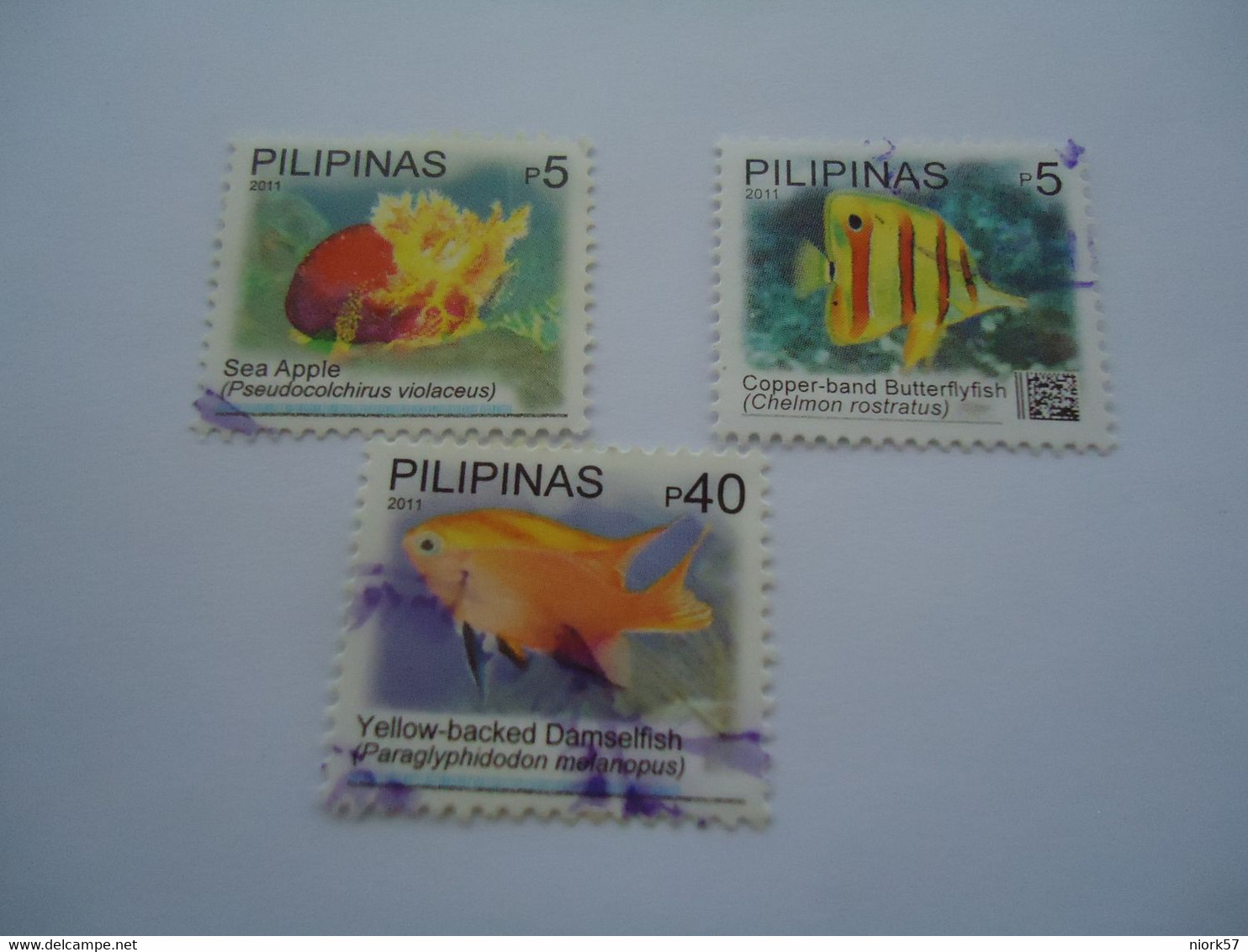 PHILIPPINES USED 3  STAMPS  FISHES FISH  2011 - Philippinen