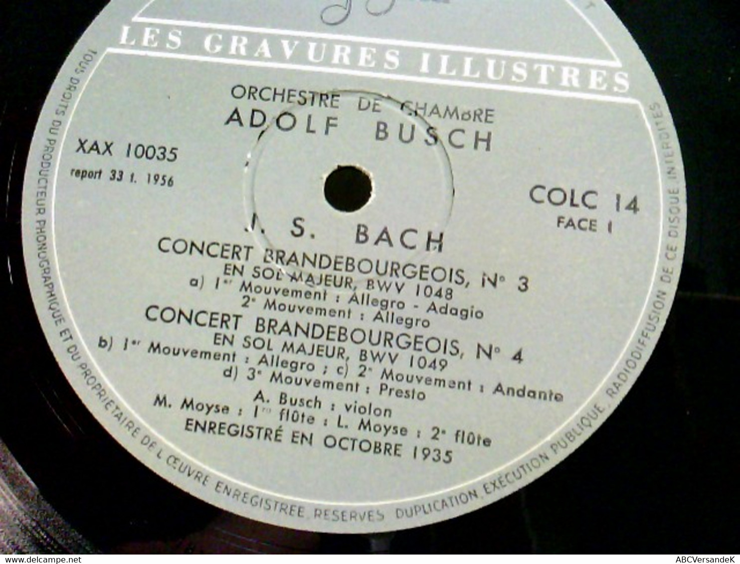 Orchestre De Chambre*, Adolf Busch  Concerts Brandebourgeois Nos 3,4 & 5 - Sport