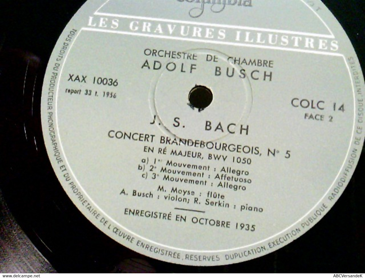 Orchestre De Chambre*, Adolf Busch  Concerts Brandebourgeois Nos 3,4 & 5 - Sport