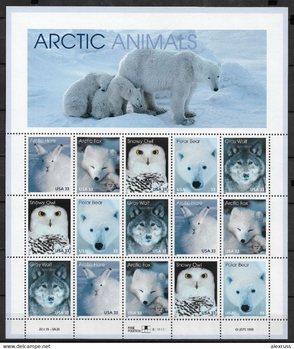 US 1999 Sheet Arctic Animals, Scott # 3288-3292,VF-XF MNH** - Fogli Completi