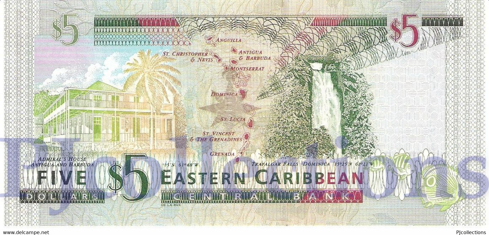 EAST CARIBBEAN 5 DOLLARS 2008 PICK 47 UNC - East Carribeans