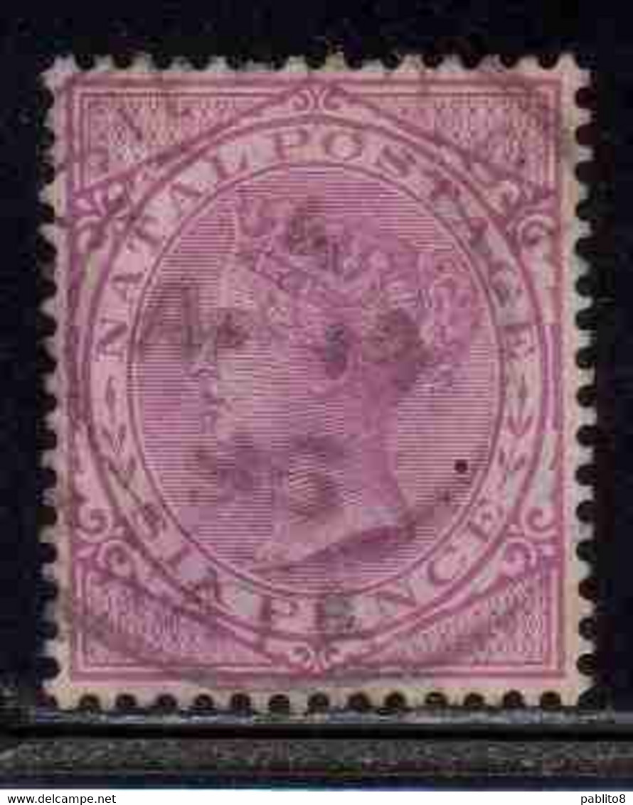 NATAL 1874 1878 QUEEN VICTORIA REGINA VITTORIA SIX PENCE 6p USED USATO OBLITERE' - Natal (1857-1909)