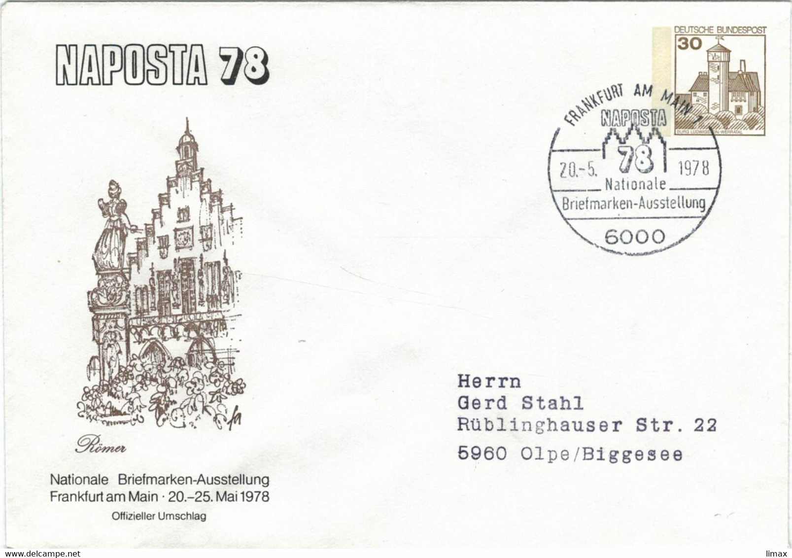 Naposta 1978 6000 FFM Römer - Privatumschläge - Gebraucht