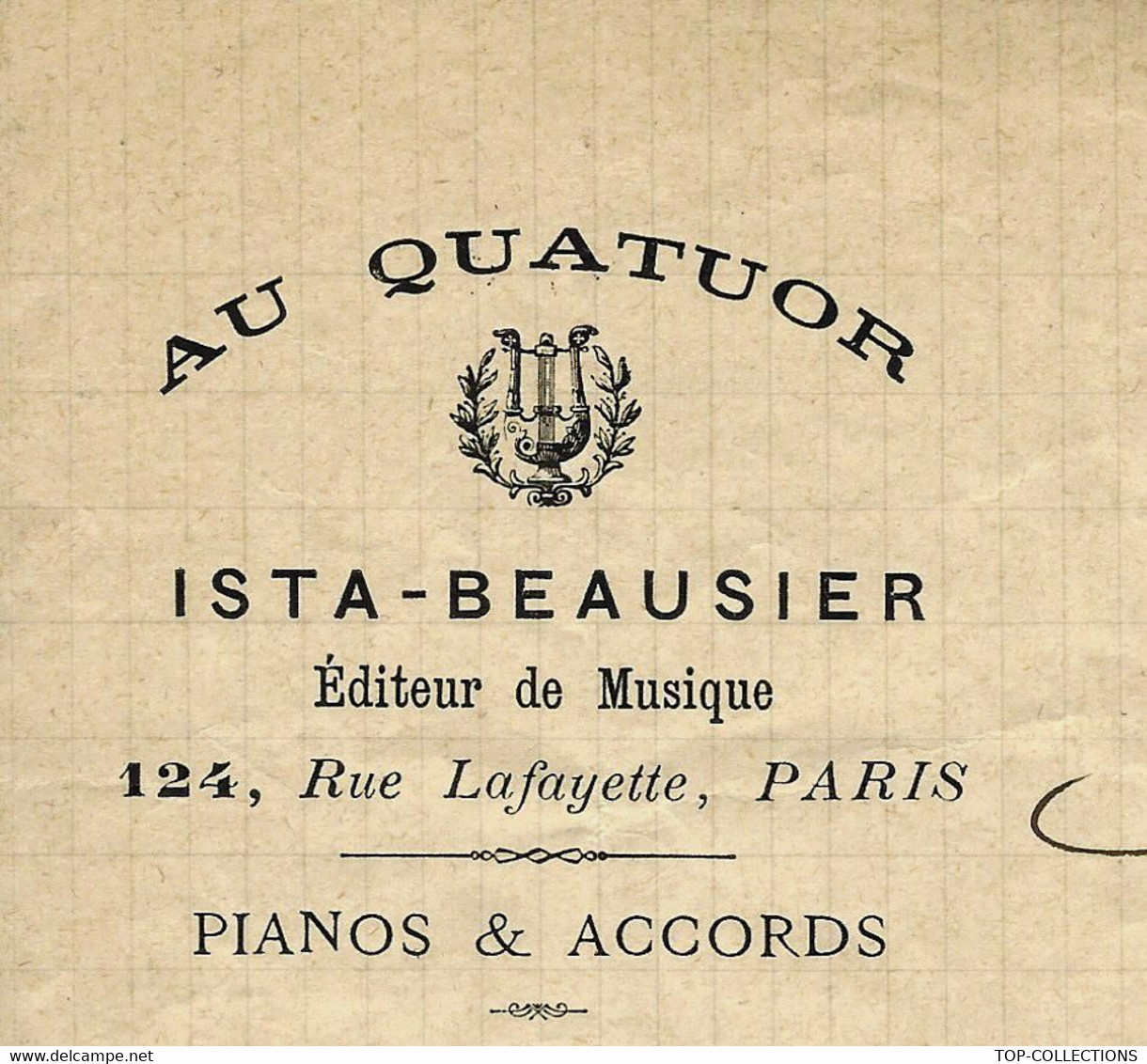 Paris 1894 ENTETE LETTRE AU QUATUOR ISTA BEAUSIER EDITEUR DE MUSIQUE LETTRE SIGNEE V.SCANS - 1800 – 1899