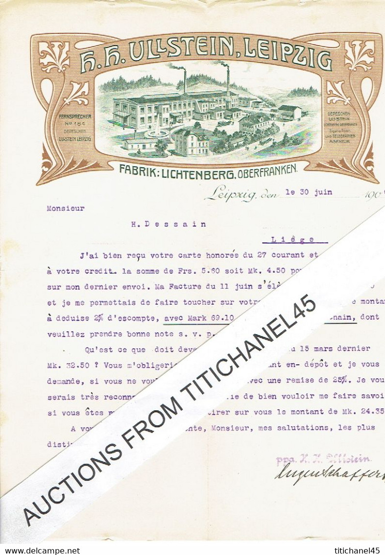 Brief 1906 STYLE ART NOUVEAU - JUGENDSTIL - LEIPZIG - LICHTENBERG - H. H. ULLSTEIN - Editor-Drucker - Andere & Zonder Classificatie