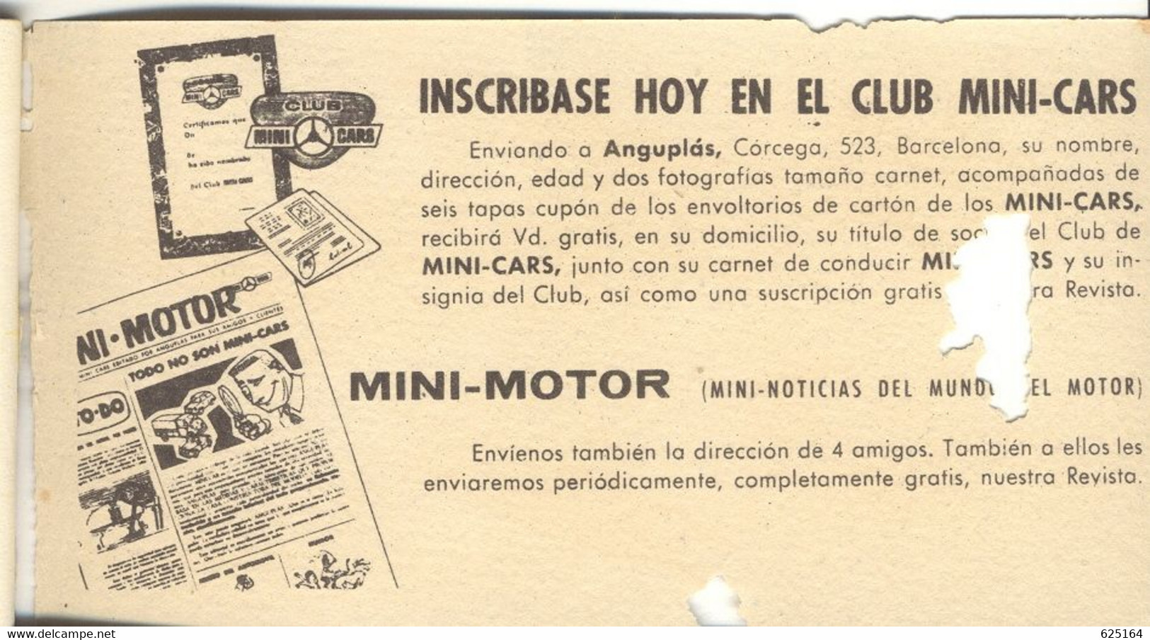 catalogue ANGUPLAS 1960 MINI-CARS 1/86 defekt  - en espagnol