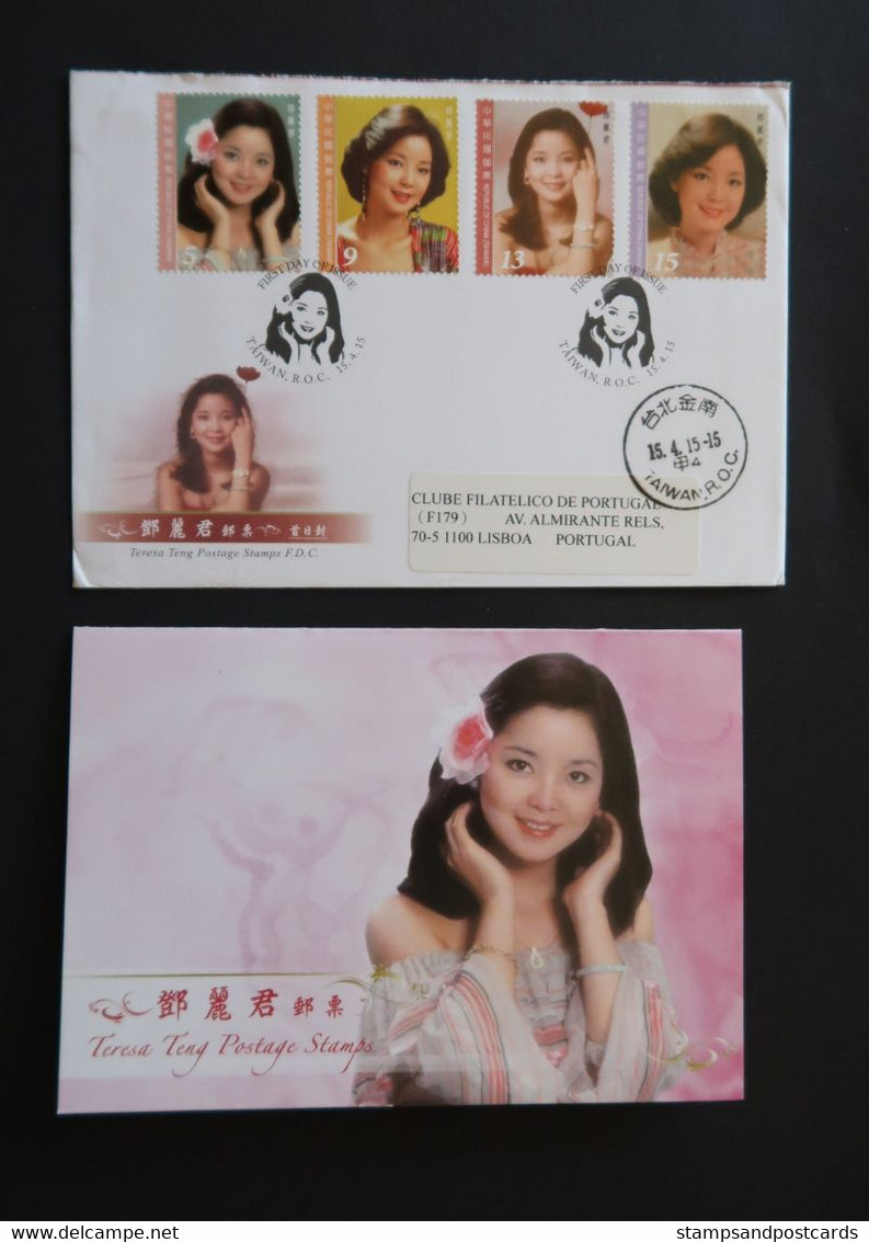 Taiwan Chine China 2015 FDC Voyagé Et Carnet Teresa Teng Chanteuse Musique Singer Music Postally Used FDC And Folder - Brieven En Documenten