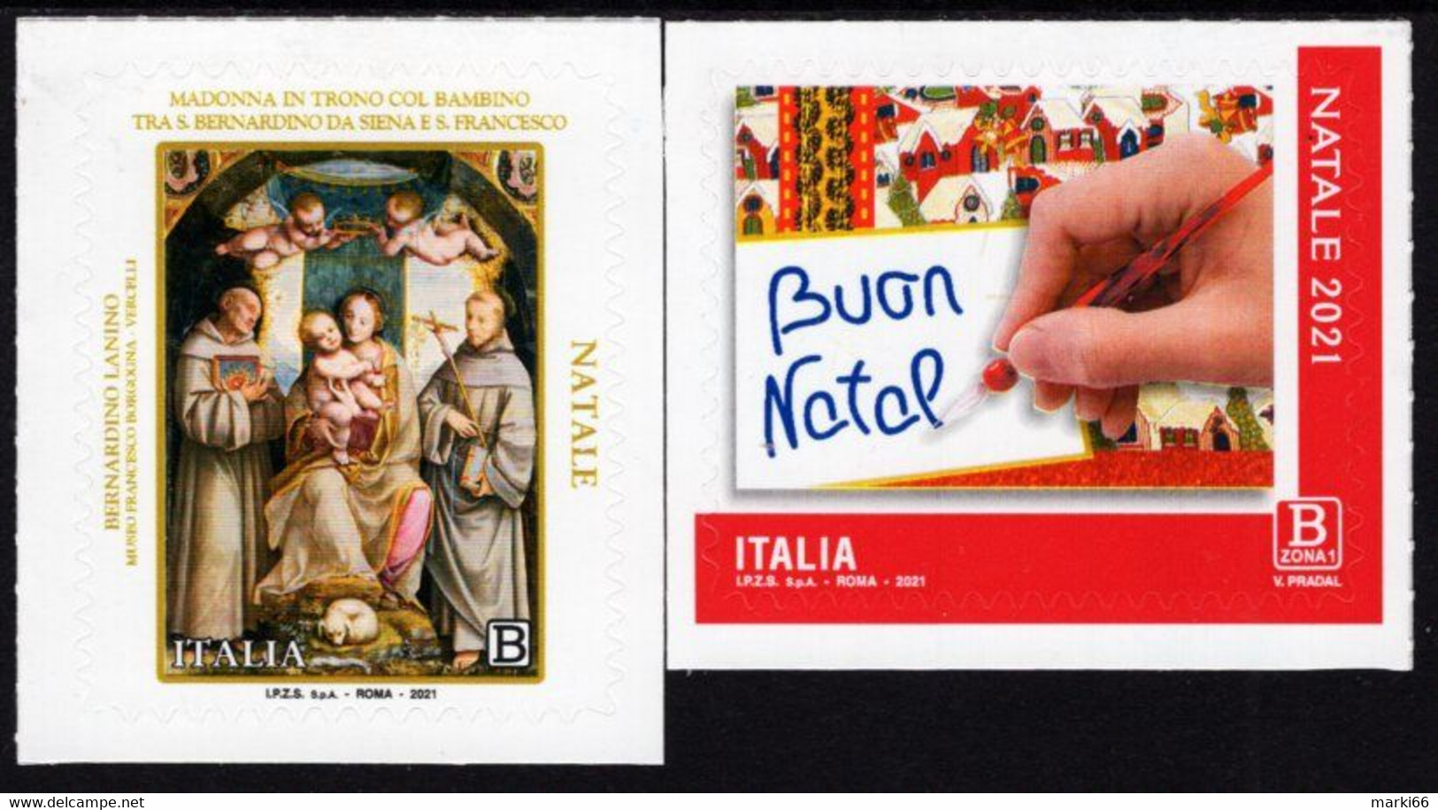 Italy - 2021 - Christmas - Mint Self-adhesive Stamp Set - 2021-...: Mint/hinged